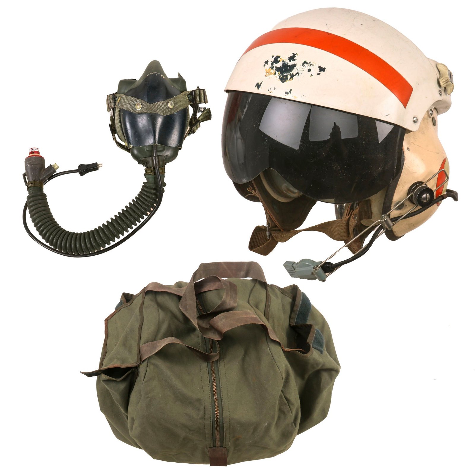 Buy Original U.S. Vietnam War Era Navy SPH-3B Flying Helmet Dated 1970 With Oxygen Mask & Carry Bag - Size Regular | Original Firearms Antique For Sale