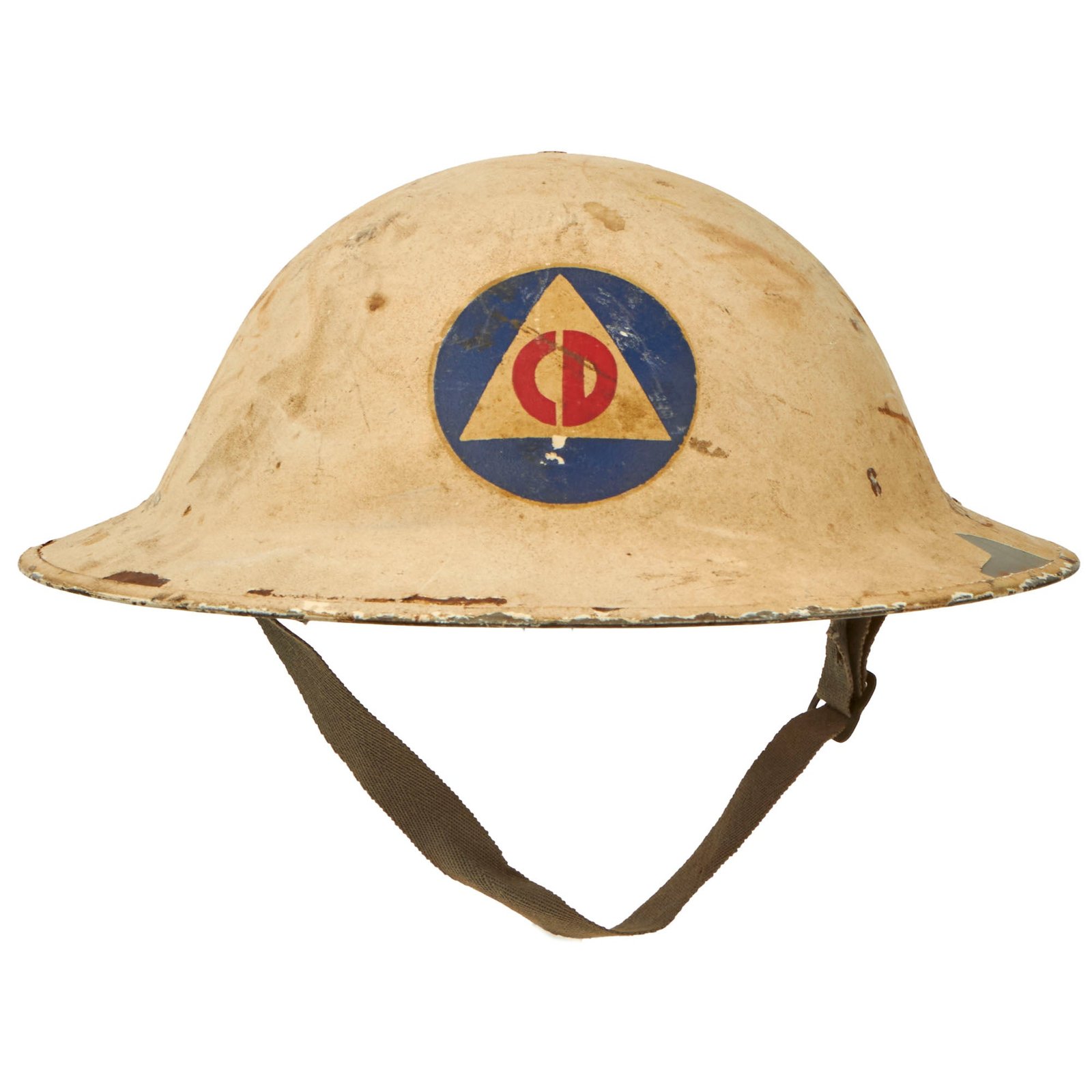 Buy Original U.S. WWII M1917A1 Kelly Civil Defense Helmet with Liner & Chinstrap | Original Firearms Antique For Sale