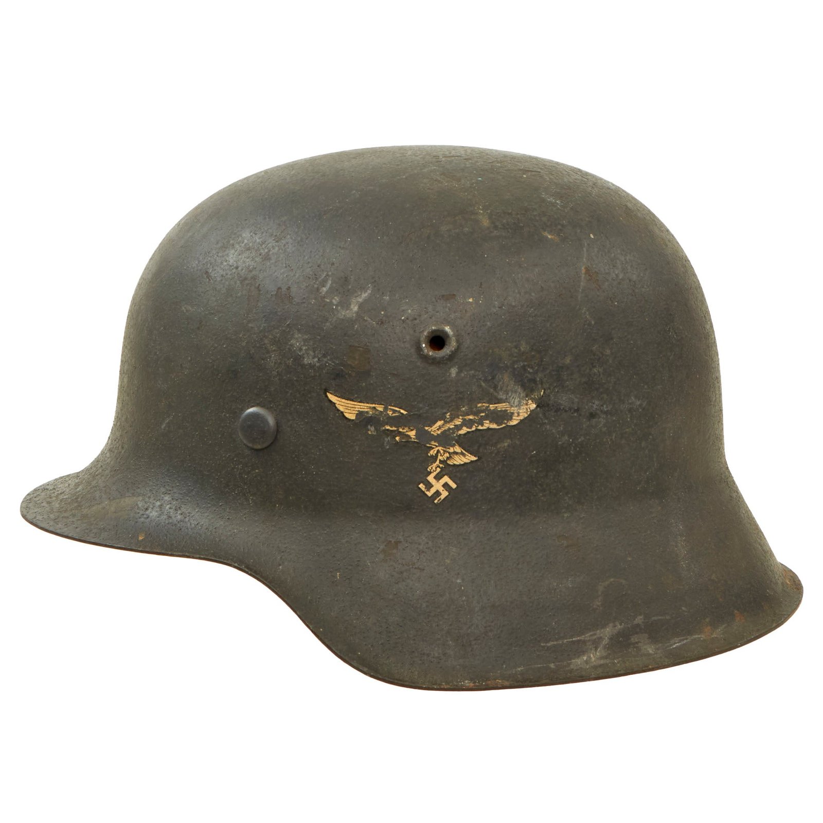 Buy Original German WWII Luftwaffe M42 Single Decal Helmet with 1940 Dated 55cm Liner - Stamped ET62 | Original Firearms Antique For Sale
