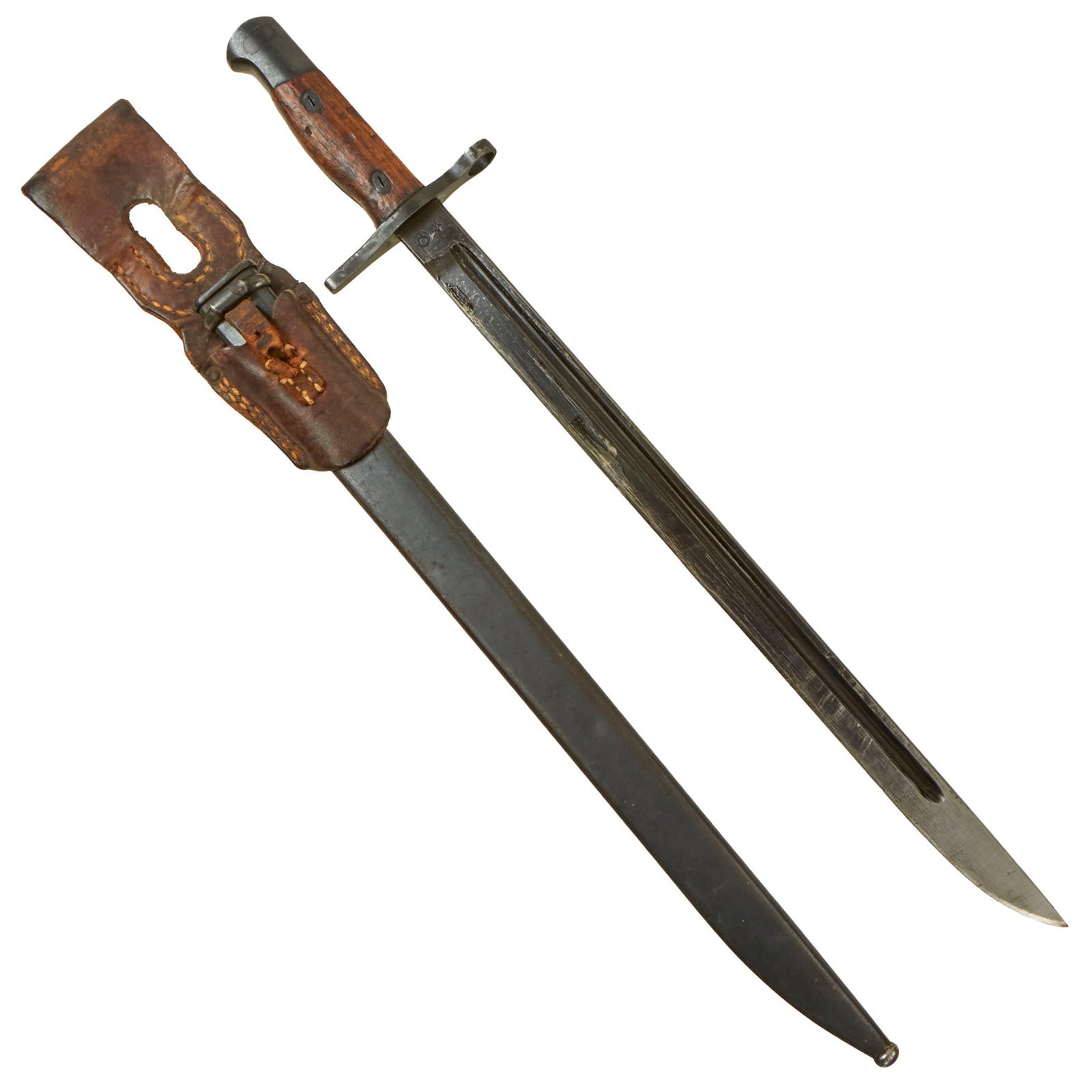 Buy Original Japanese WWII Arisaka Type 30 Bayonet by Kaneshiro Sakuganki Seizo KK Arsenal with Scabbard and Partial Leather Frog - Arisaka Type 30, 38, 99 Rifles | Original Firearms Antique For Sale