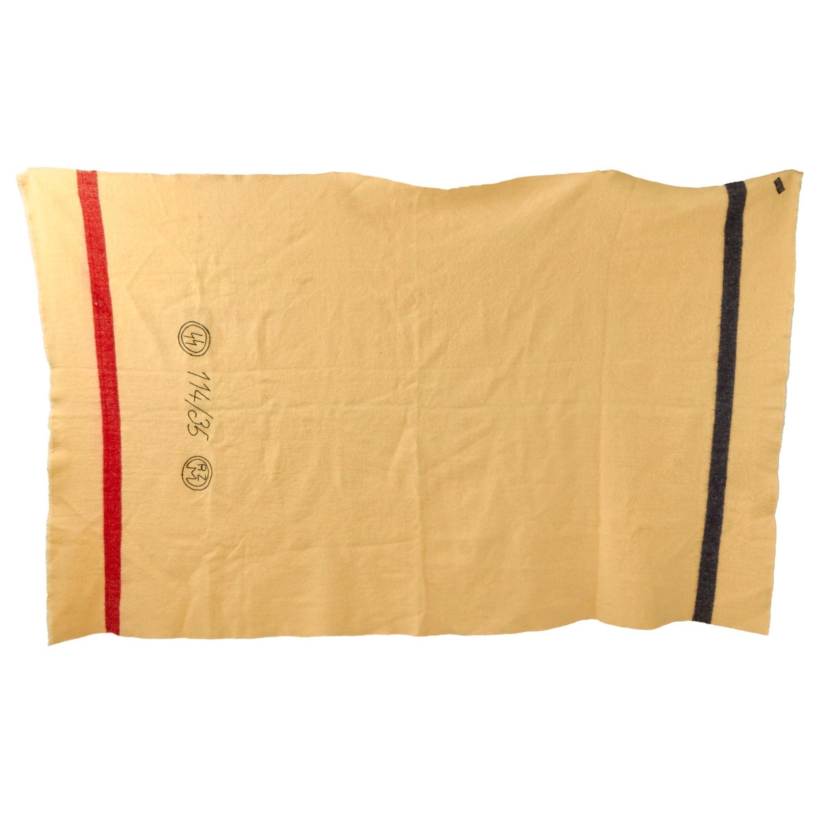 Buy Original German Pre WWII Waffen SS Marked 55" × 88" Wool Blanket with BeVo RZM Tag - SS 114/35 RZM | Original Firearms Antique For Sale