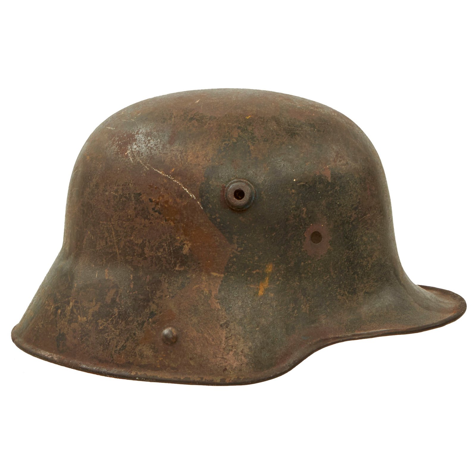 Buy Original German WWI M16 Stahlhelm Helmet Shell with Faint Panel Camouflage Paint - Likely ET64 | Original Firearms Antique For Sale