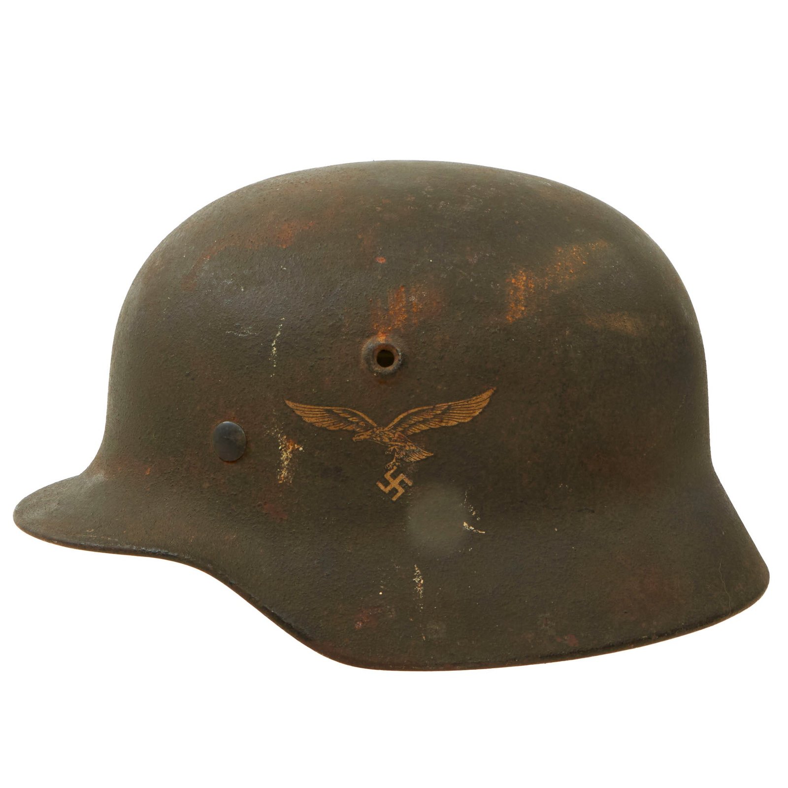 Buy Original German WWII Luftwaffe Single Decal M40 Helmet Shell with Liner Remnant - Stamped Q64 | Original Firearms Antique For Sale