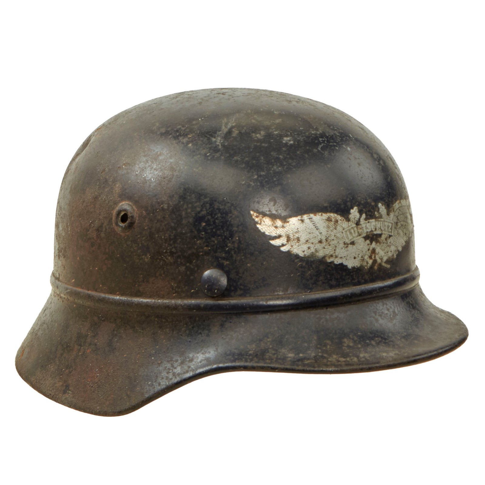 Buy Original German WWII Luftschutz Civil Air Defense Beaded M40 Helmet Shell - marked Q64 | Original Firearms Antique For Sale
