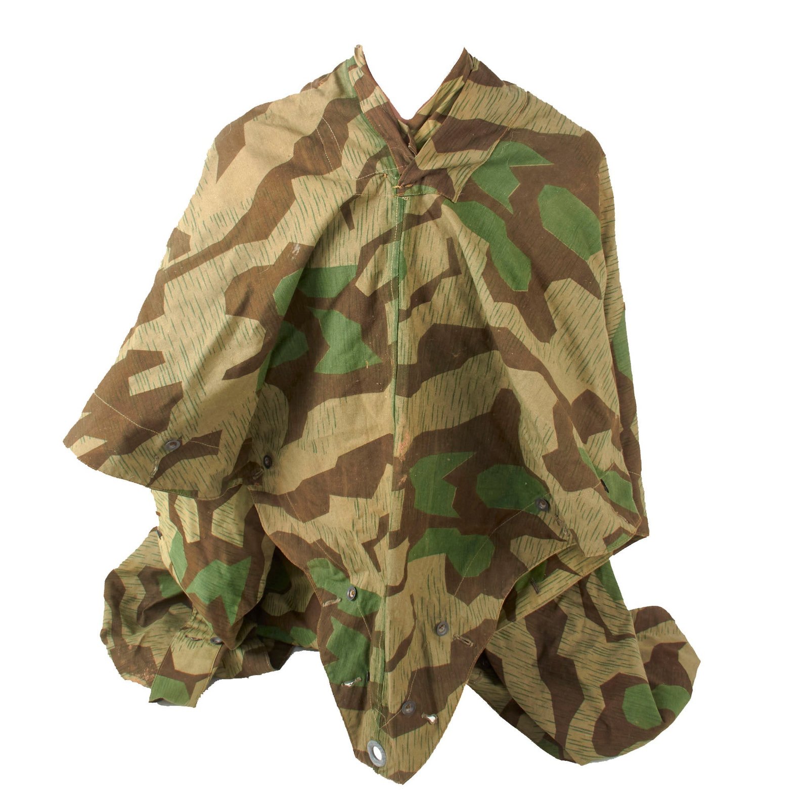 Original German WWII Zeltbahn Tent Quarter & Poncho in Splinter Pattern Reversible Camouflage with RBNr. Stamp - Dated 1944