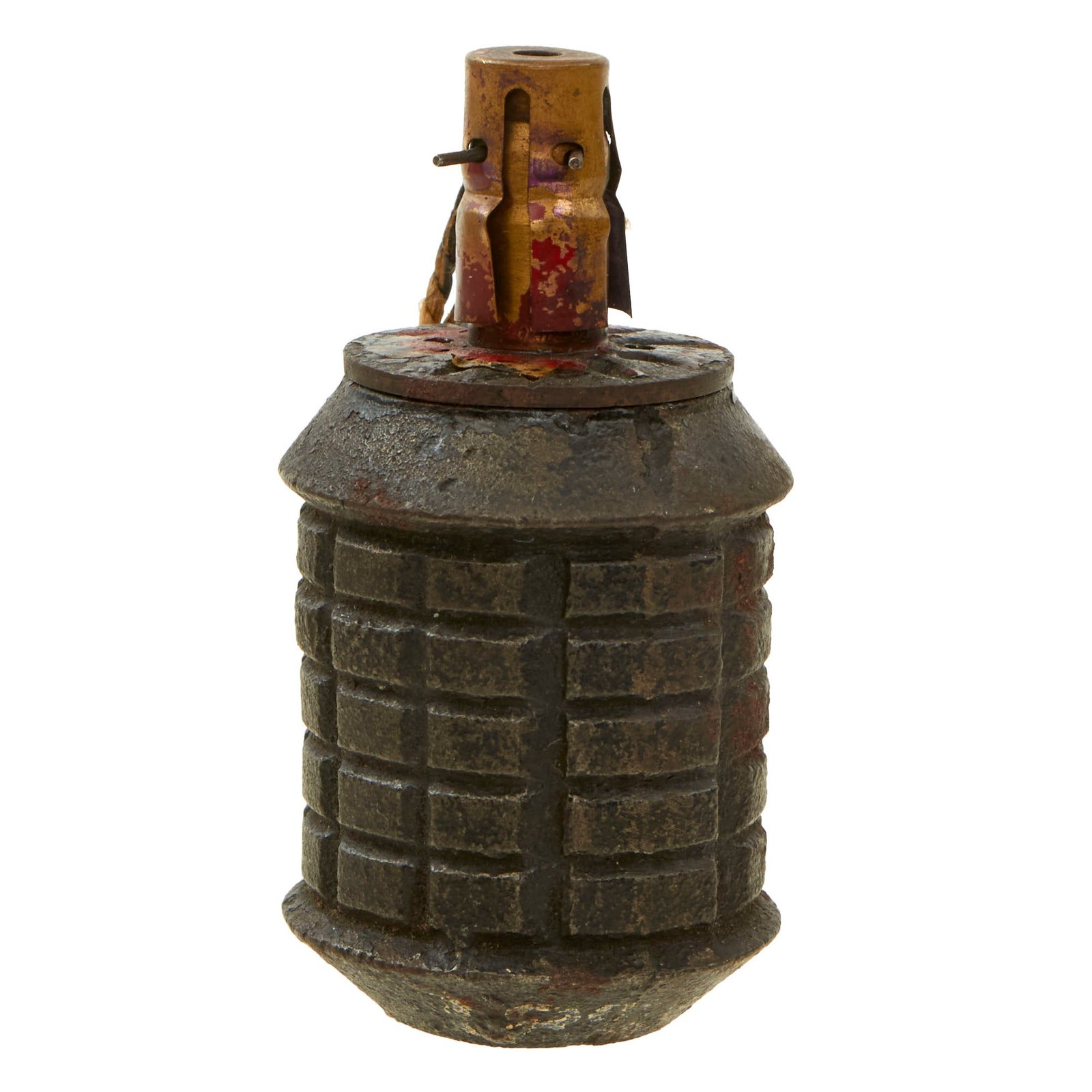 Buy Original Japanese WWII 1940 Dated Type 97 Inert Fragmentation Hand Grenade with Fuse & Pull String - Sticker on Base | Original Firearms Antique For Sale