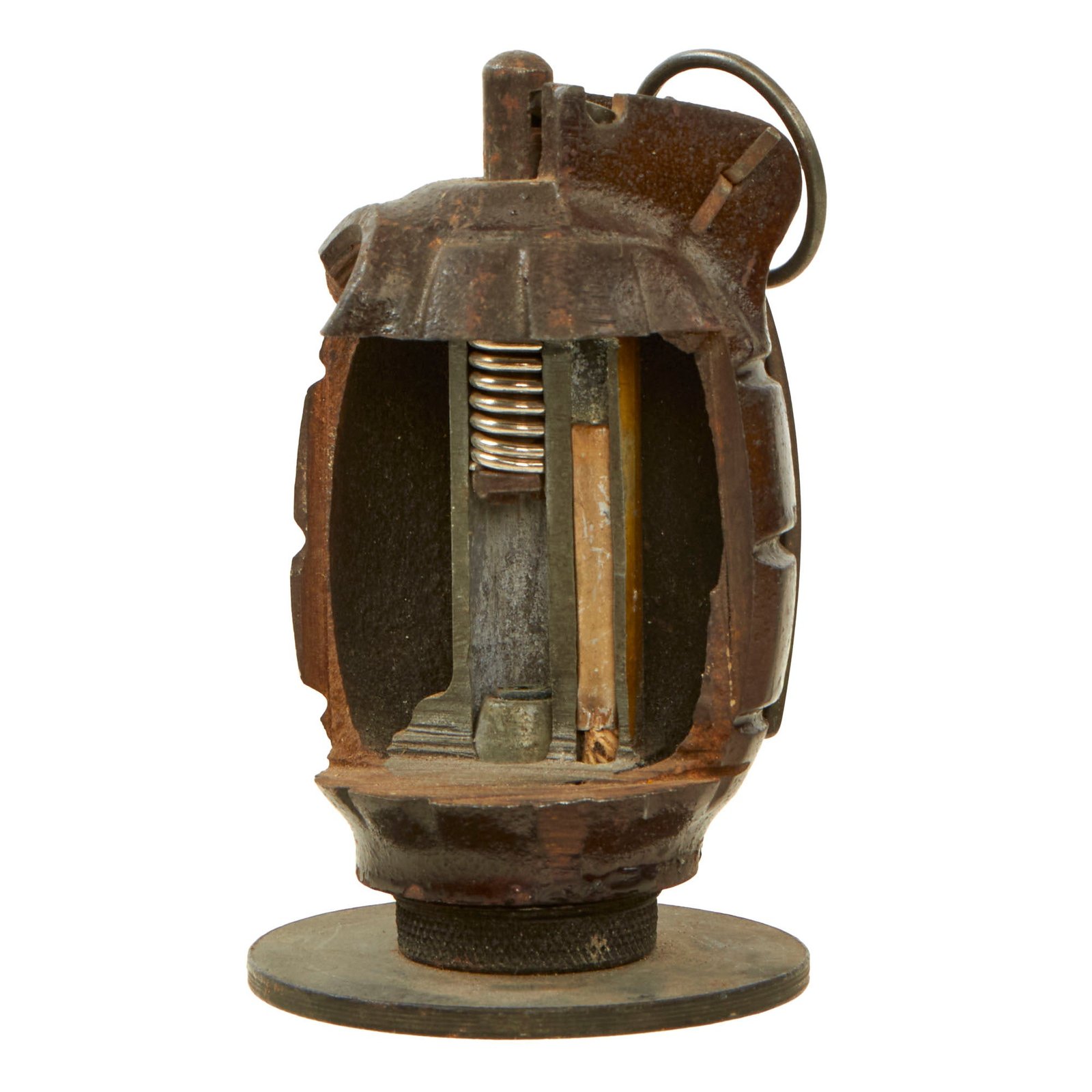 Buy Original British WWII Australian-Made Inert Mills Bomb No. 36M MKII Grenade Training Cutaway with Discharger Plate - Dated 1942 | Original Firearms Antique For Sale