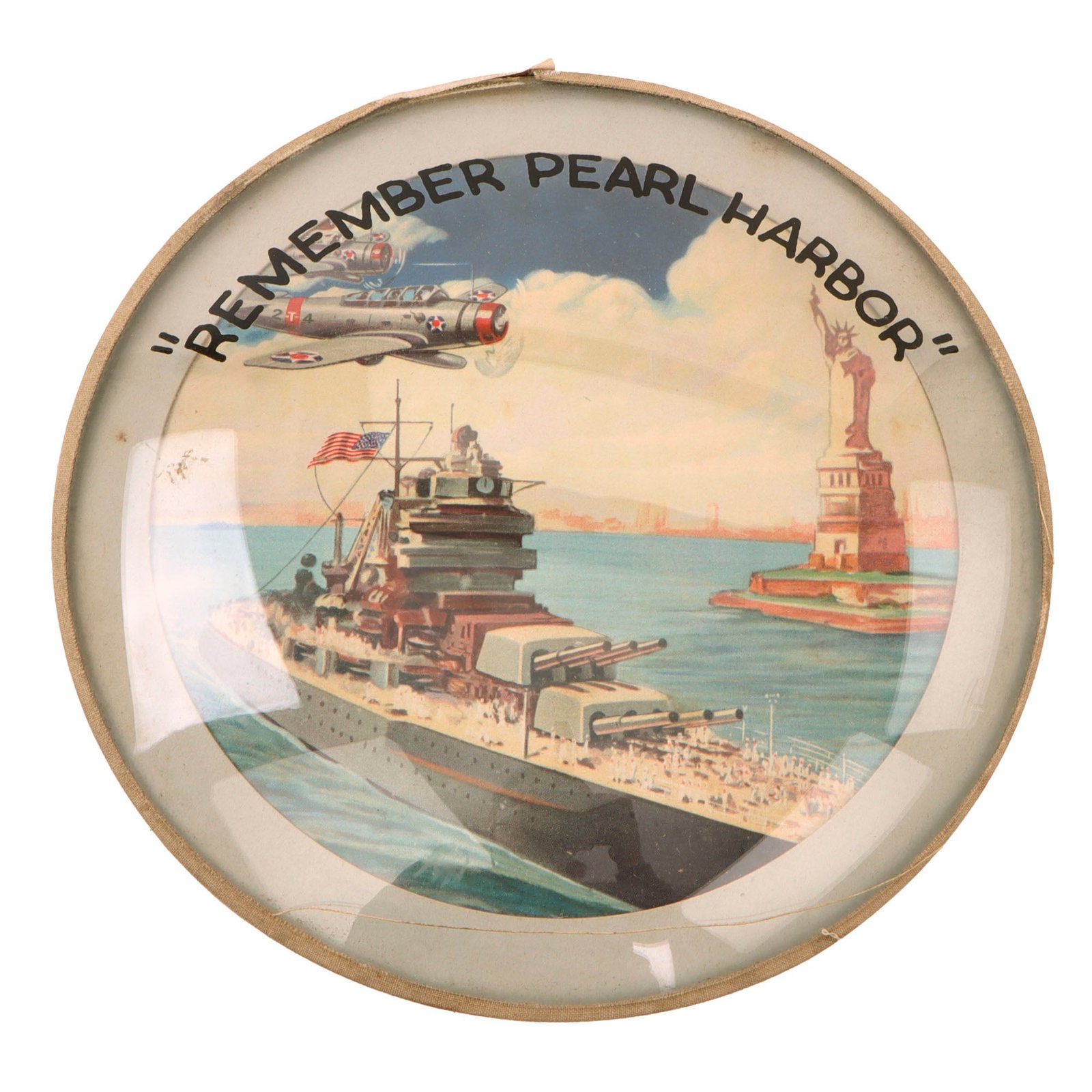 Original U.S. WWII “Remember Pearl Harbor” Glass Wall Hanger Display