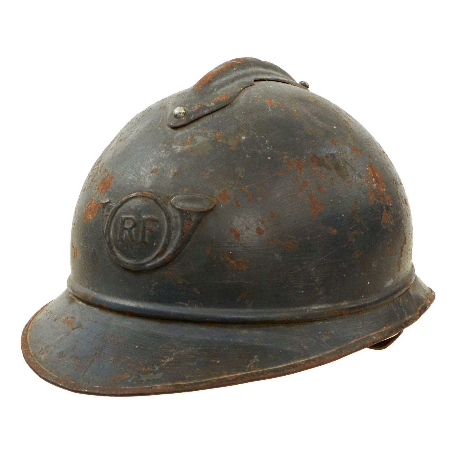 Buy Original French WWI M1915 Adrian Mountain Trooper Chasseurs Helmet with First Pattern Liner & Broken Chinstrap - Horizon Blue | Original Firearms Antique For Sale
