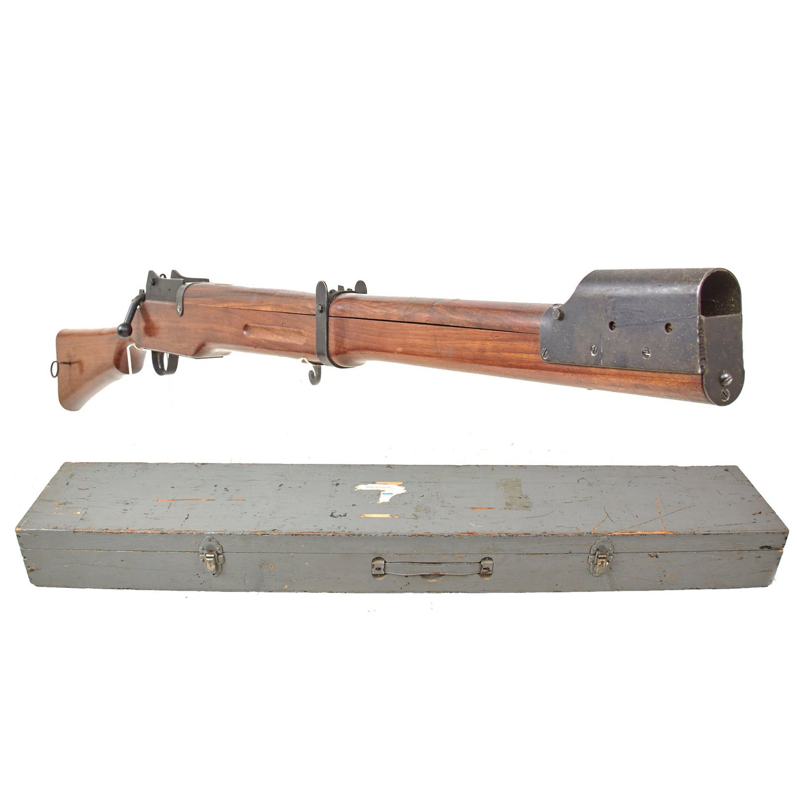 Original British WWII Swift Training Rifle Series B in Original Transit Chest - Serial B5190 - Functional with Intact Fork