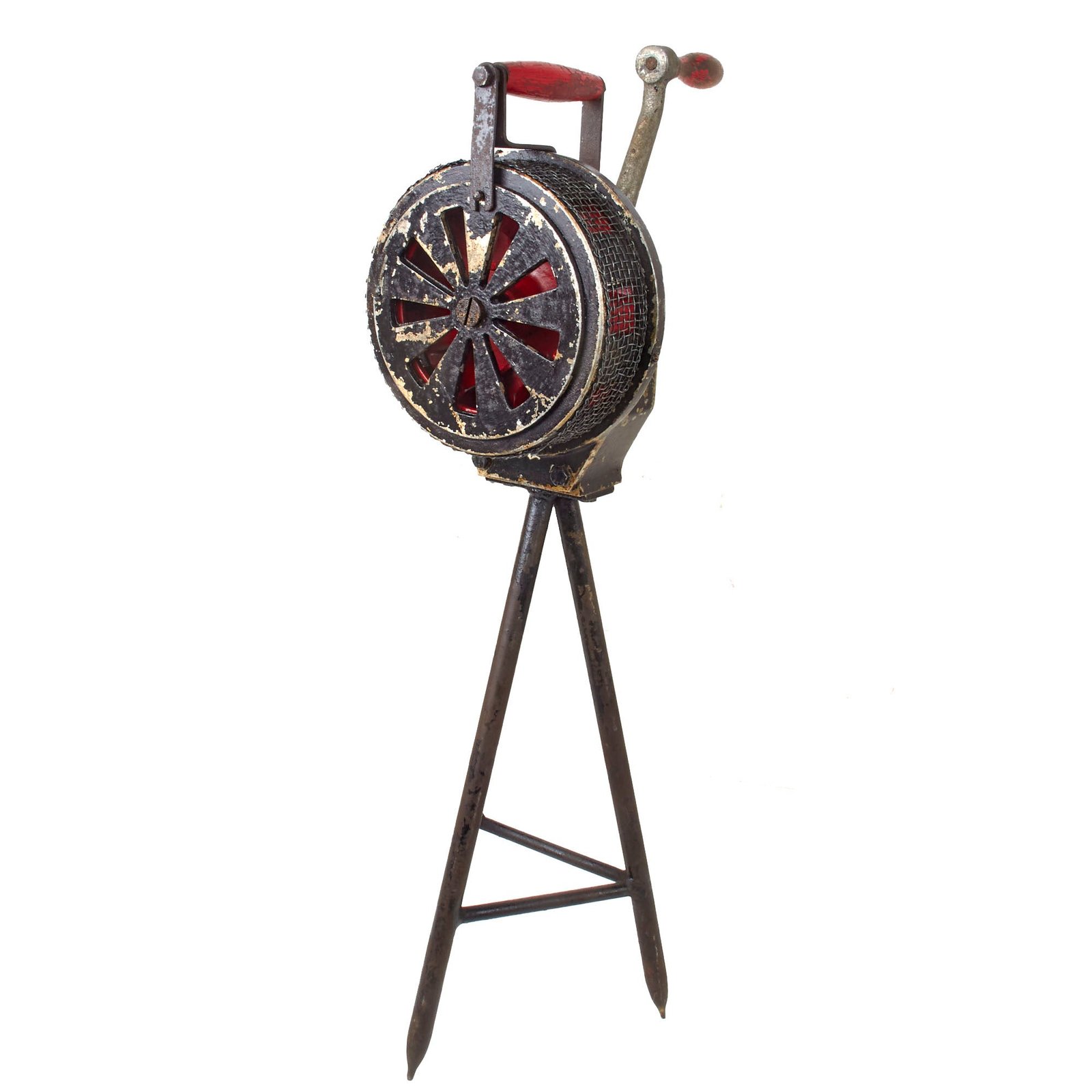 Original German WWII HSM7 Hand Alarm Air Raid Siren on Stand by Elektror K.W. Müller