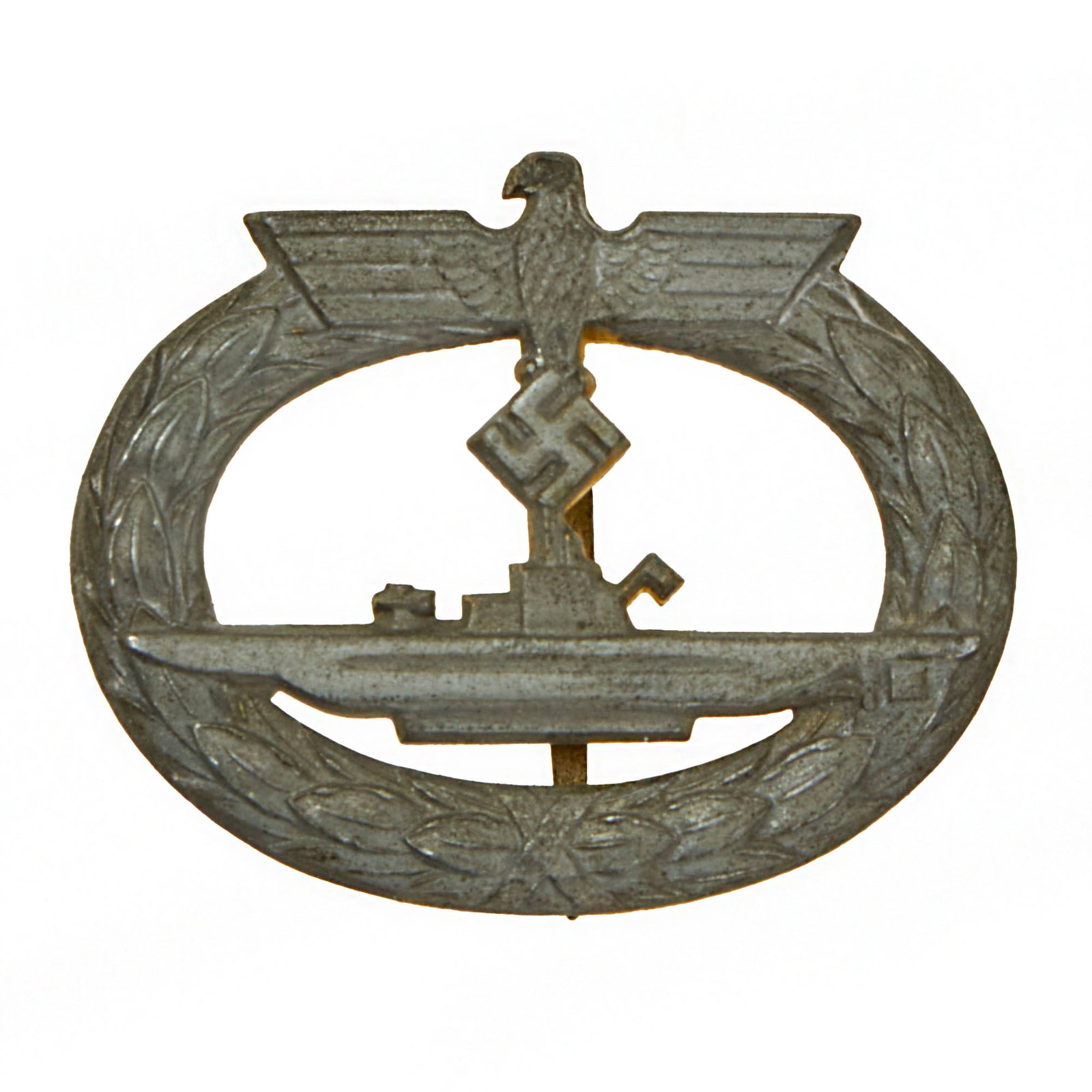 Original German WWII Kriegsmarine Zinc Alloy U-Boat War Badge - U-Boot-Kriegsabzeichen