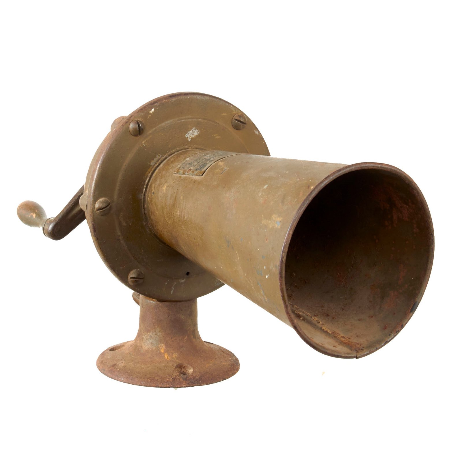 Original WWI U.S. Army Chemical Warfare Service KLAXON - 10 Hand Cranked Gas Alarm with Base
