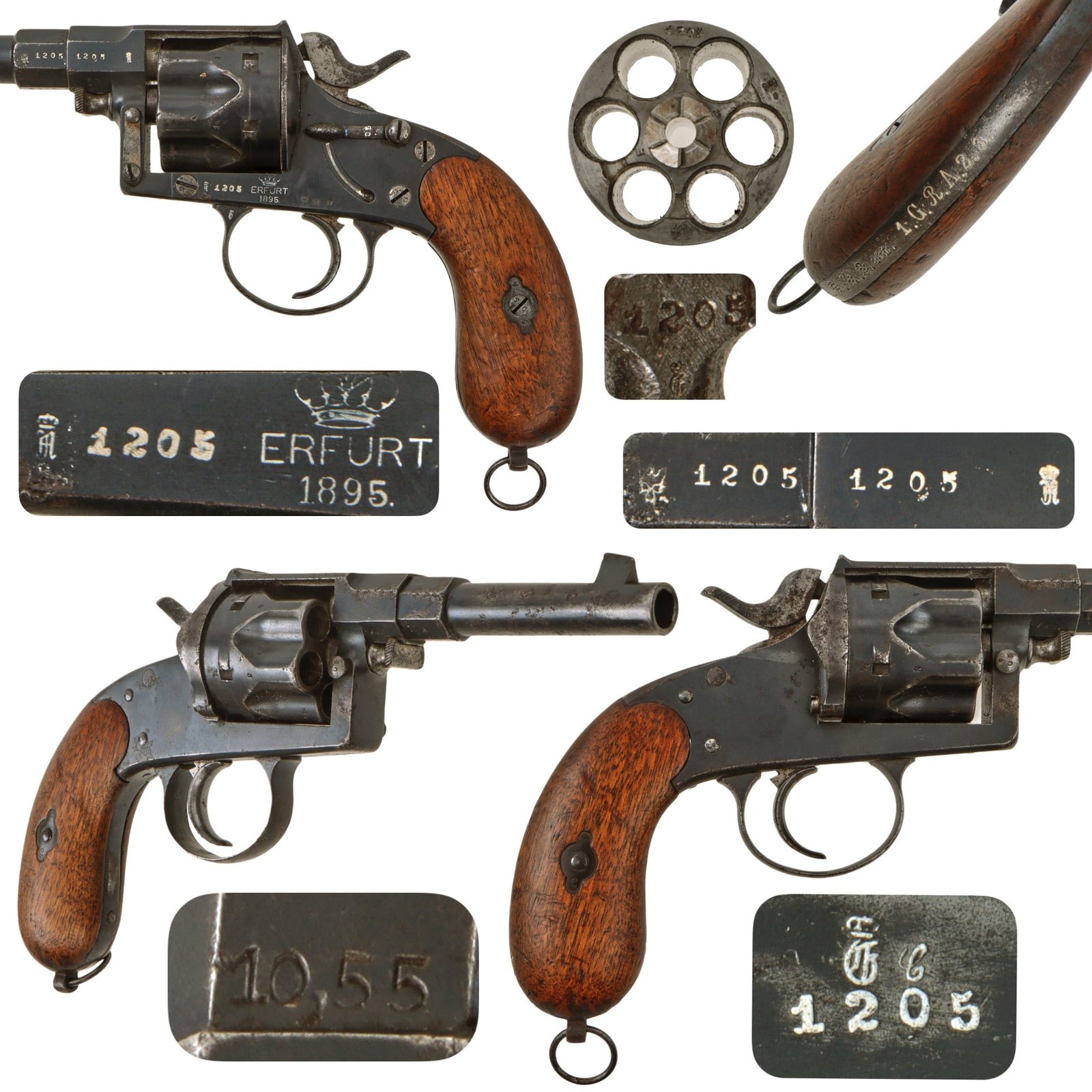 Original Imperial German M1883 Regimentally Marked Reichsrevolver by Erfurt Arsenal Dated 1895 - Matching Serial 1205