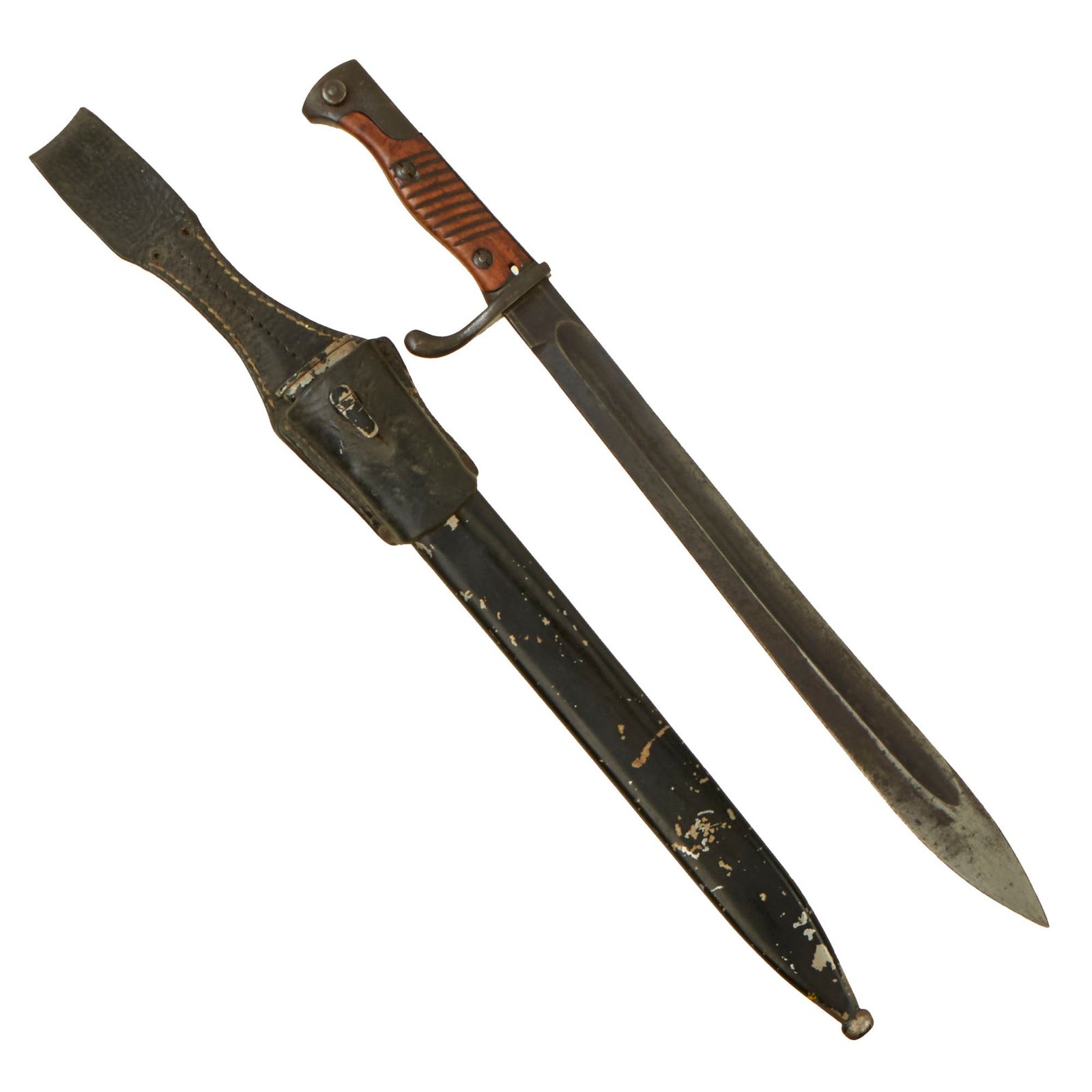 Buy Original Imperial German M-1898/05 n/A Butcher Bayonet and Scabbard with Frog by F. W. Holler of Solingen - Post War Use | Original Firearms Antique For Sale