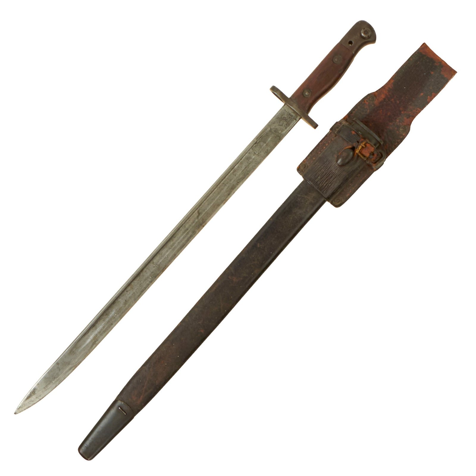 Buy Original British WWI P-1907 Enfield Bayonet by Wilkinson with Scabbard & Leather Frog - Dated 1916 | Original Firearms Antique For Sale