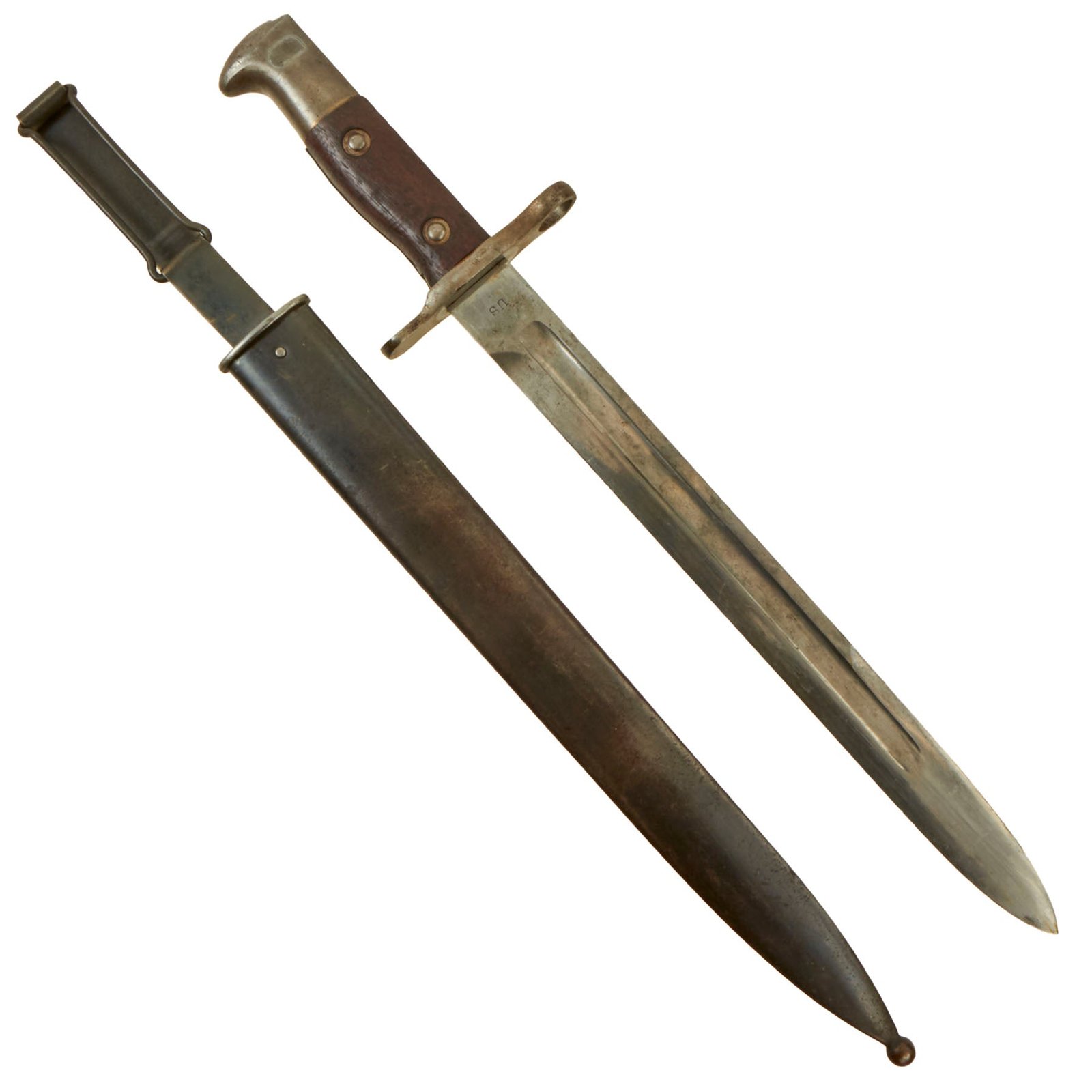 Buy Original U.S. Philippine - American War Model 1892 Krag Rifle Bayonet and 2nd Pattern Scabbard - Dated 1900 | Original Firearms Antique For Sale