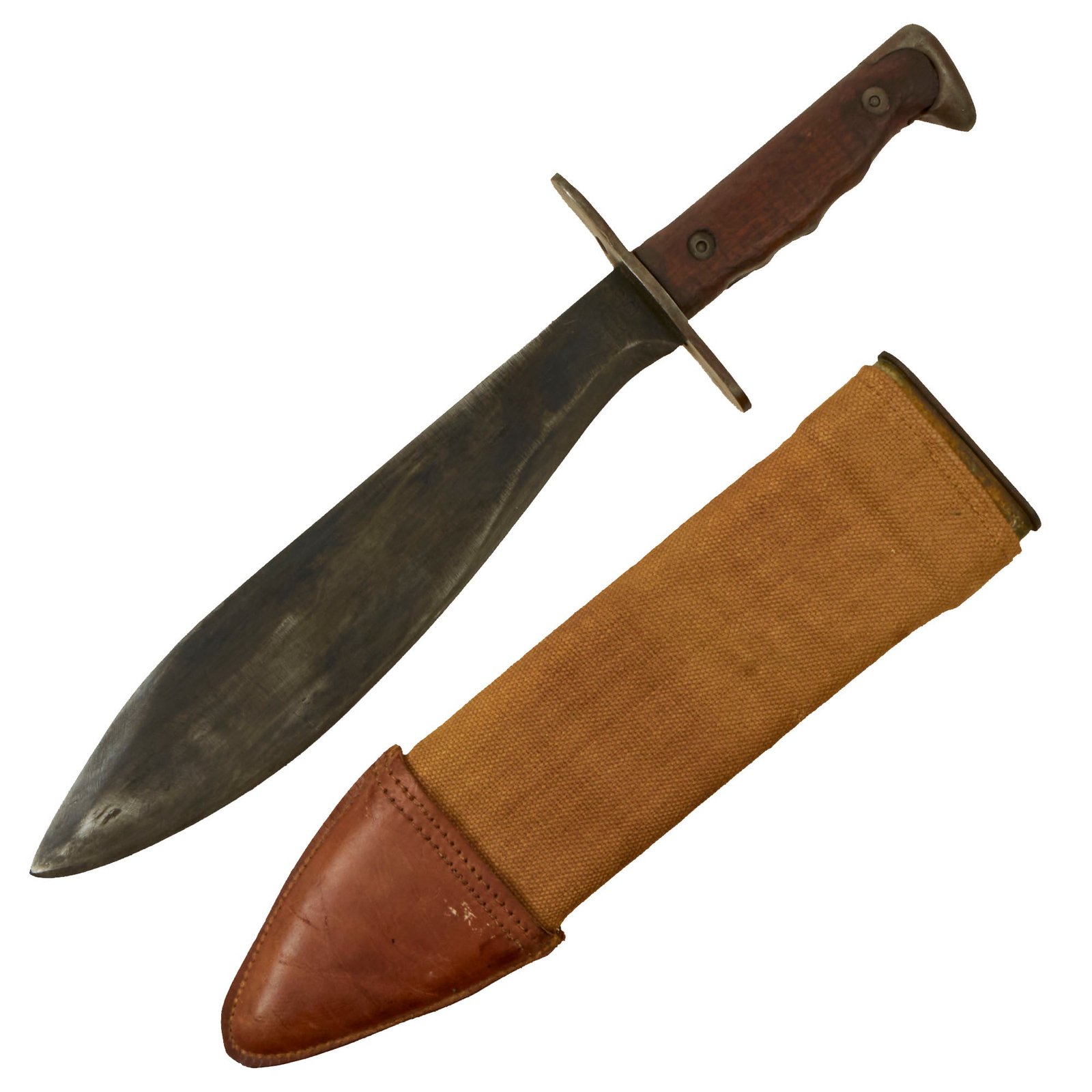 Buy Original U.S. WWI Model 1917 Bolo Knife by Plumb Philadelphia Dated 1918 with 1918 Dated Canvas Scabbard | Original Firearms Antique For Sale