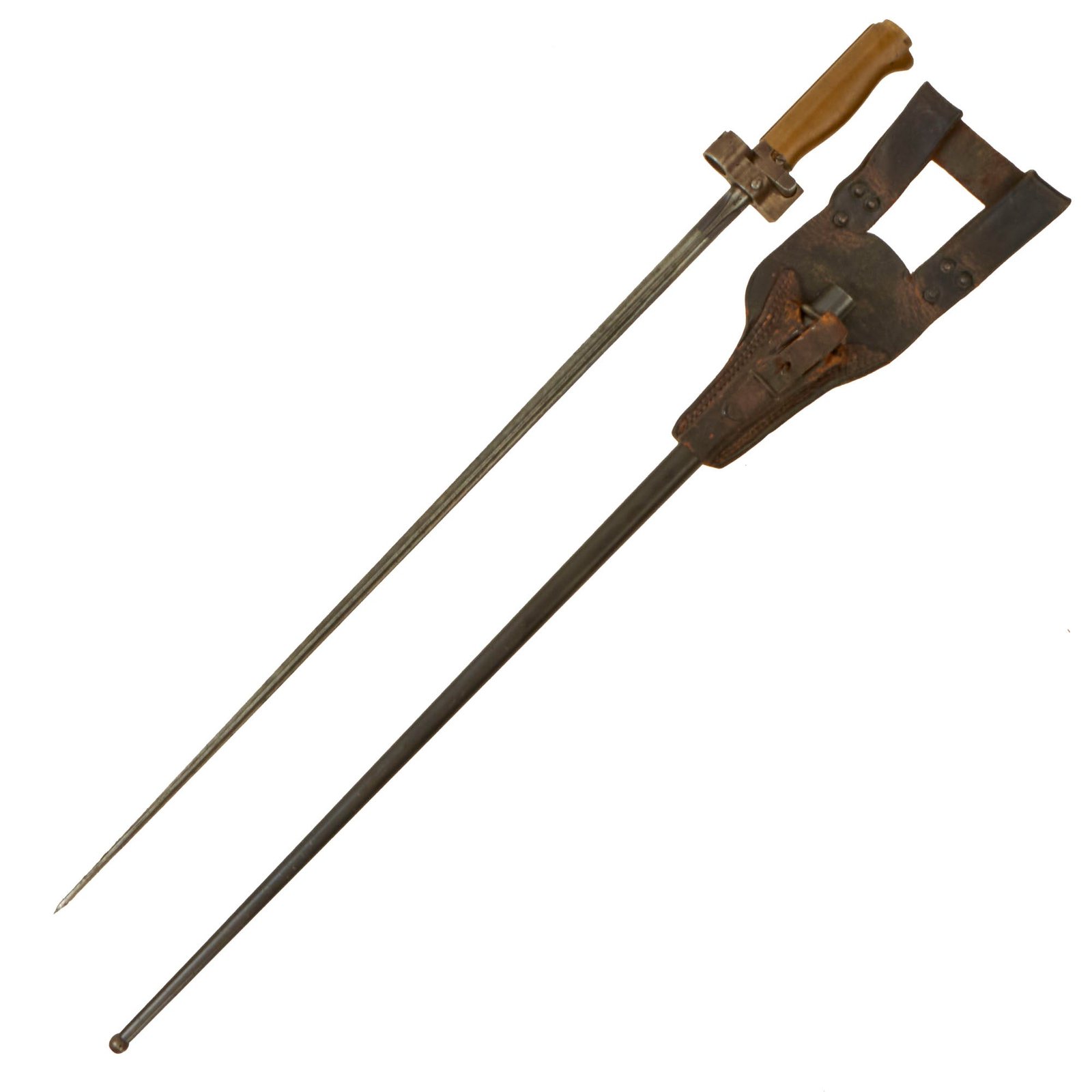 Buy Original French WWI Lebel M.1886/93/07 Brass Handle Cruciform Épée Bayonet with Scabbard & Frog | Original Firearms Antique For Sale