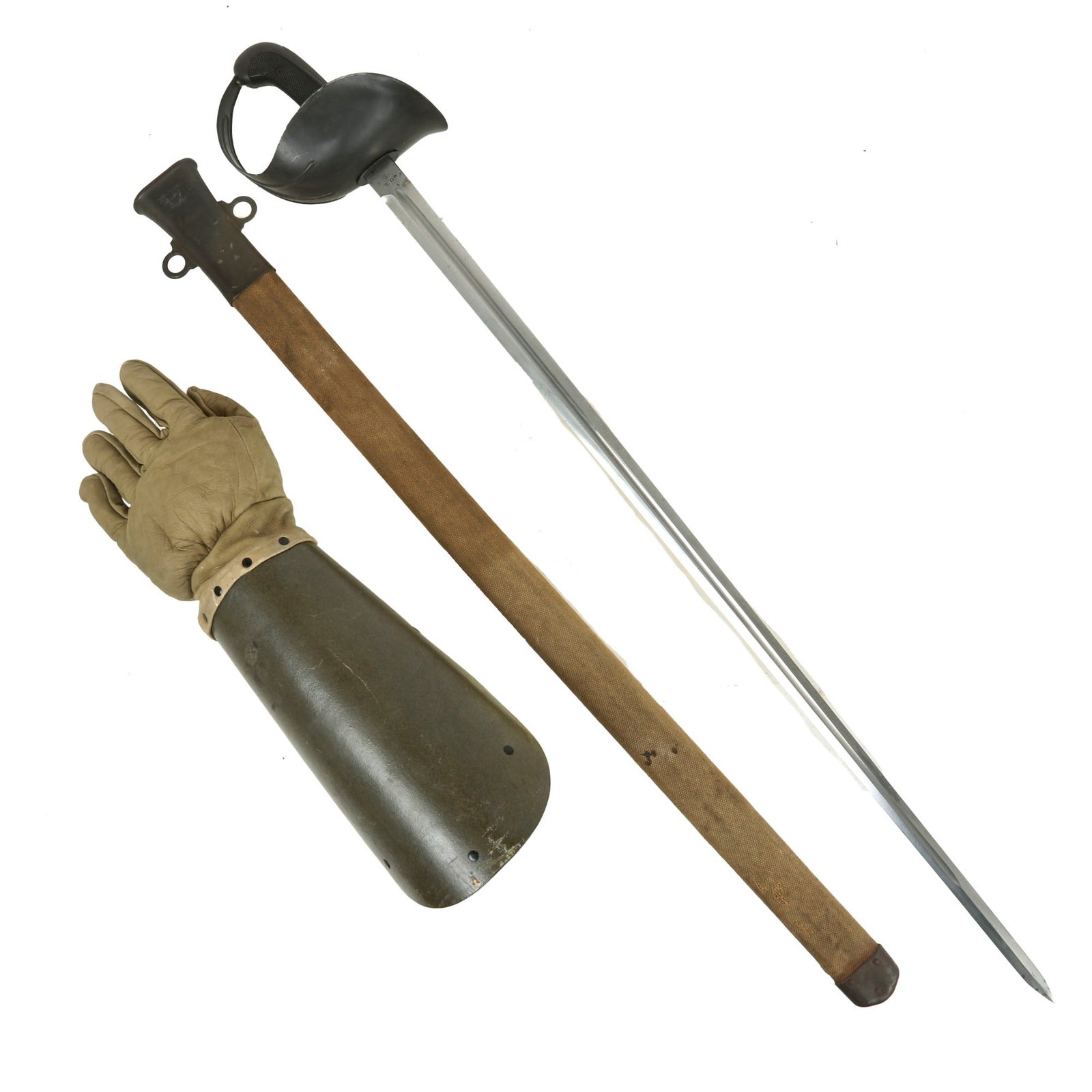 Buy Original U.S. WWI Model 1913 Cavalry Saber Patton Sword by L.F. & C. with Scabbard with Fencing Glove - Dated 1918 | Original Firearms Antique For Sale
