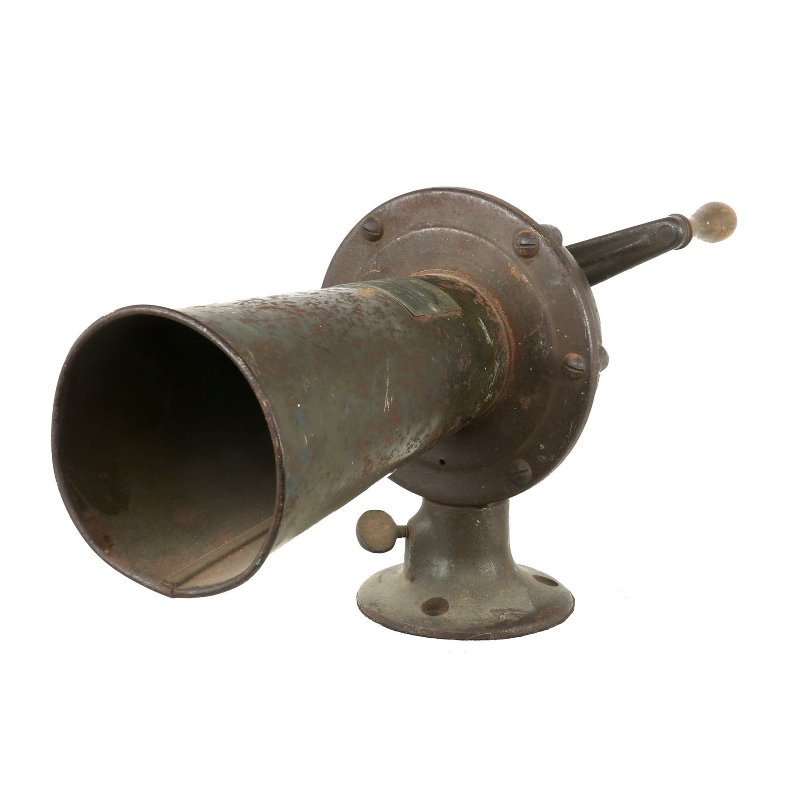 Buy Original WWI U.S. Army Chemical Warfare Service KLAXON - 10 Hand Cranked Gas Alarm with Padded Base | Original Firearms Antique For Sale