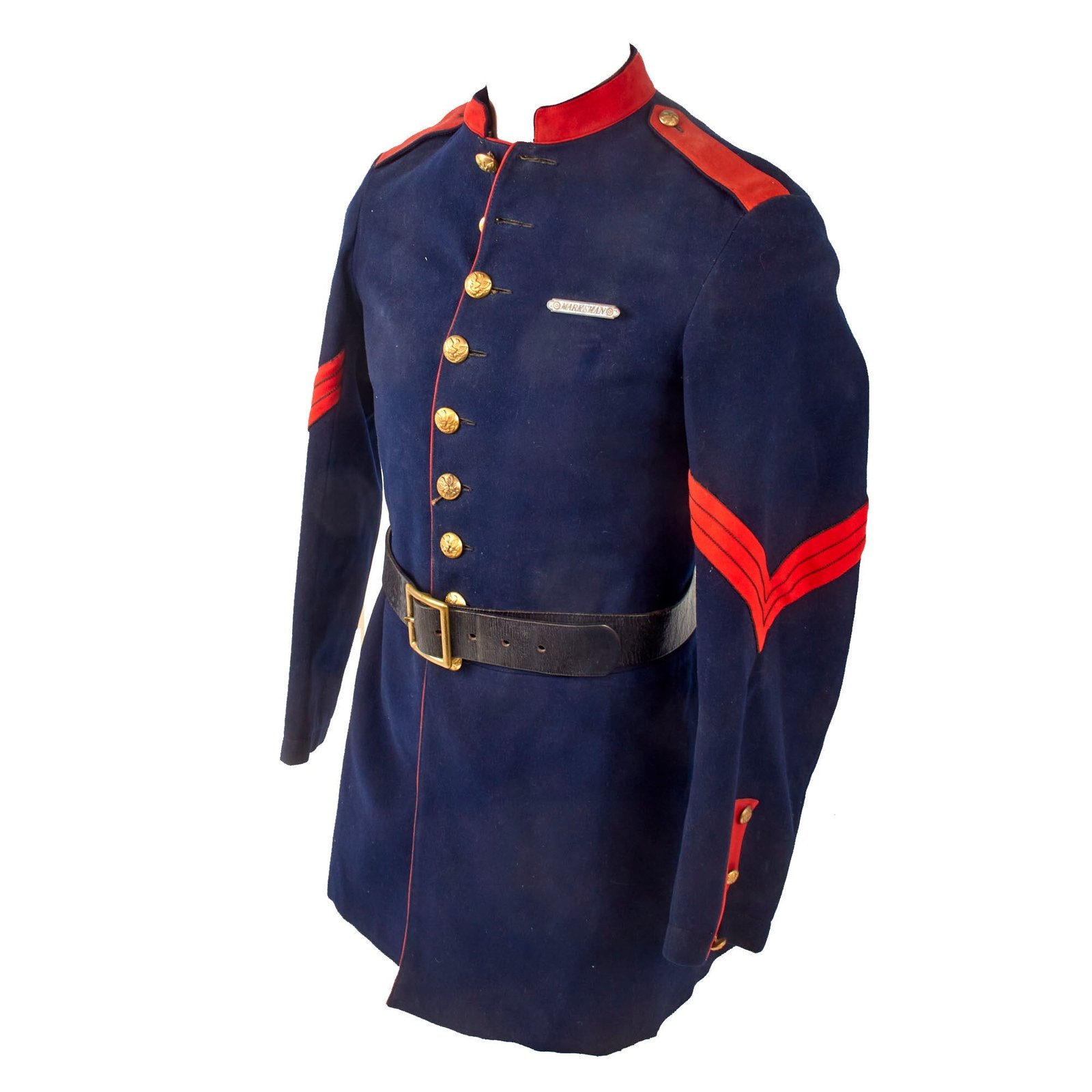 Original U.S. Pre-WWI Named M1885 Artillery Uniform Coat with Marksman Badge & White Gloves - Sergeant William Parker