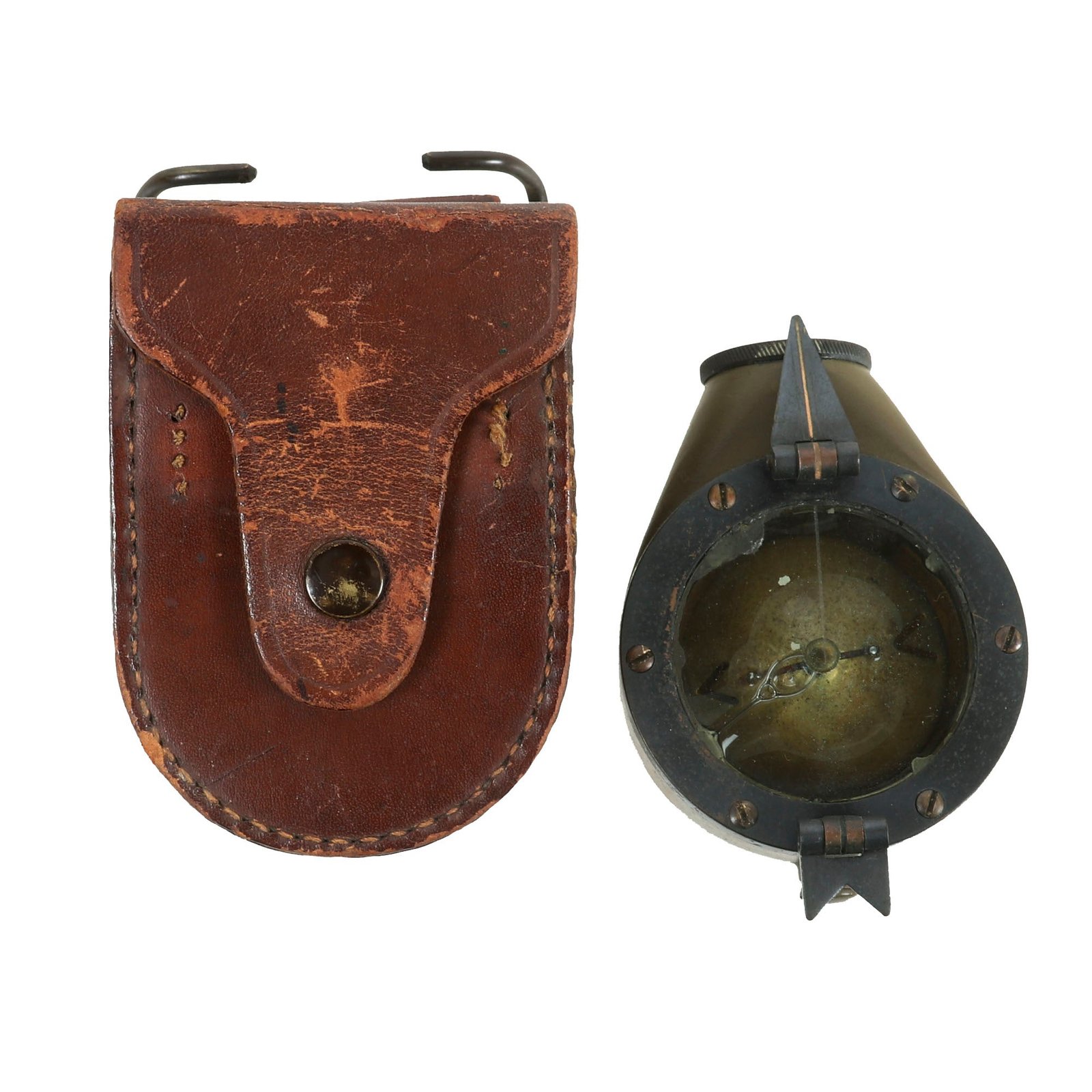Buy Original U.S. WWII Mark VII Creagh-Osborne Marching Compass by Sperry Gyroscope Co. with Leather Pouch | Original Firearms Antique For Sale