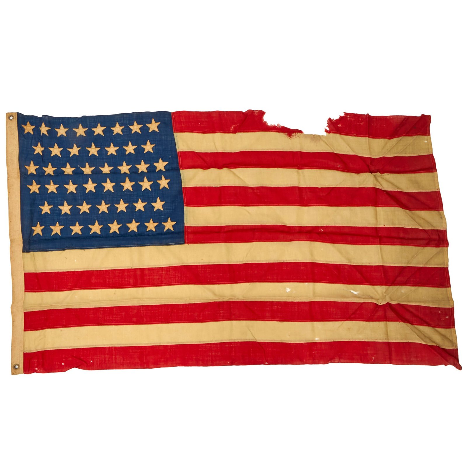 Buy Original U.S. Pre-WWI 1907-1912 46 Star Multi-Piece Cloth National Flag - 37½ x 62” | Original Firearms Antique For Sale