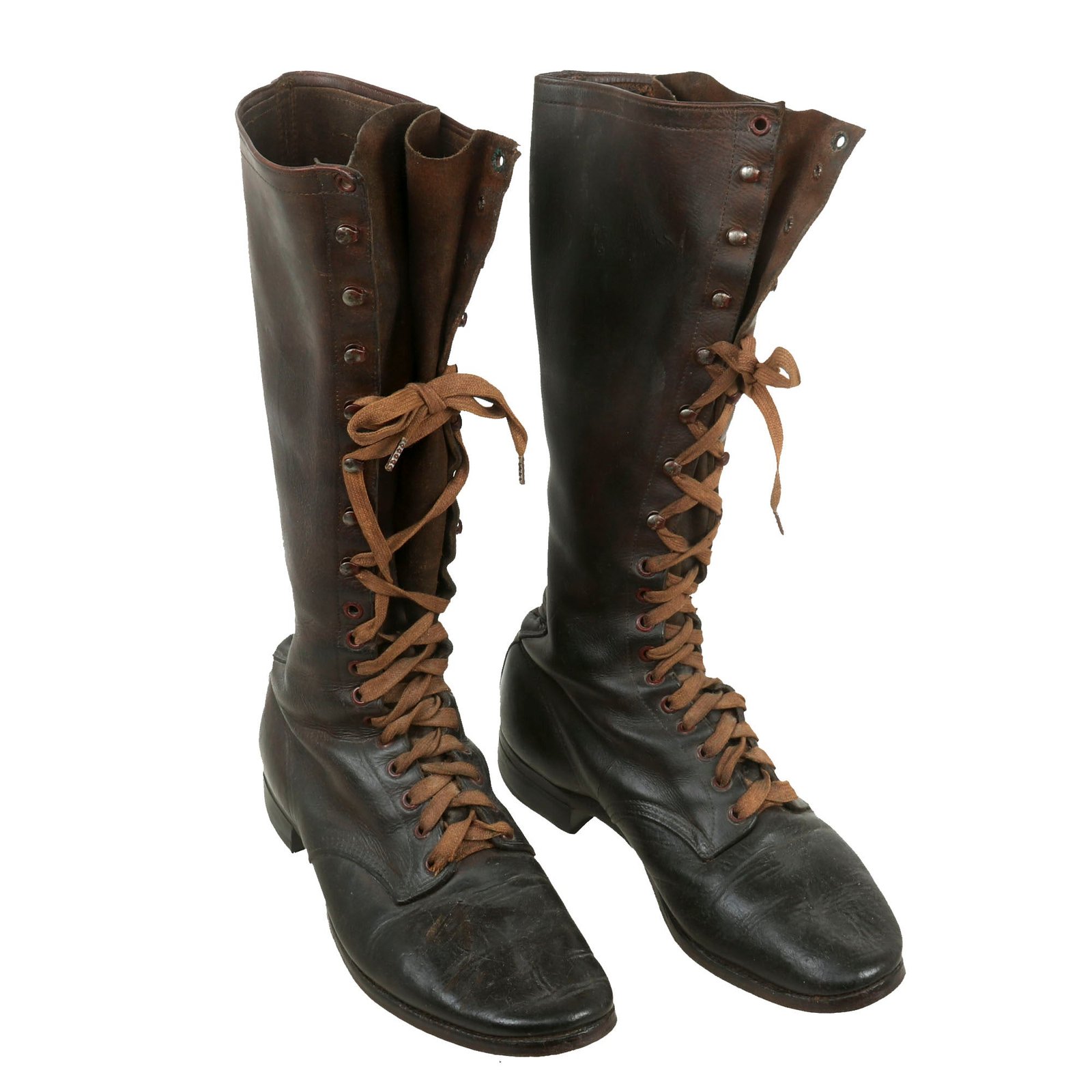 Buy Original U.S. Era WWI Officer’s Tall Leather Boots with Intact Laces | Original Firearms Antique For Sale