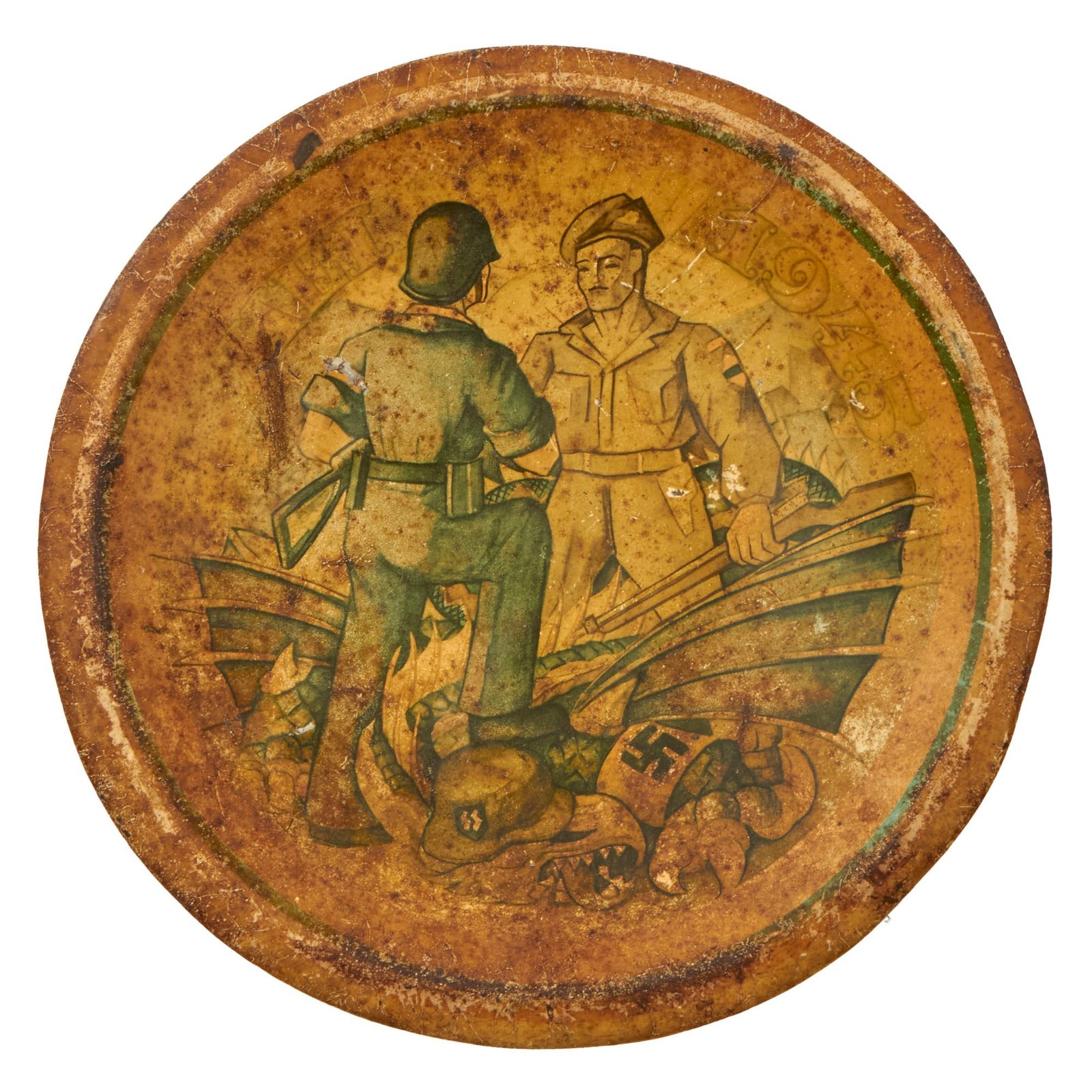 Original Dutch WWII Anti-German Dragon Victory Day 1945 Plate