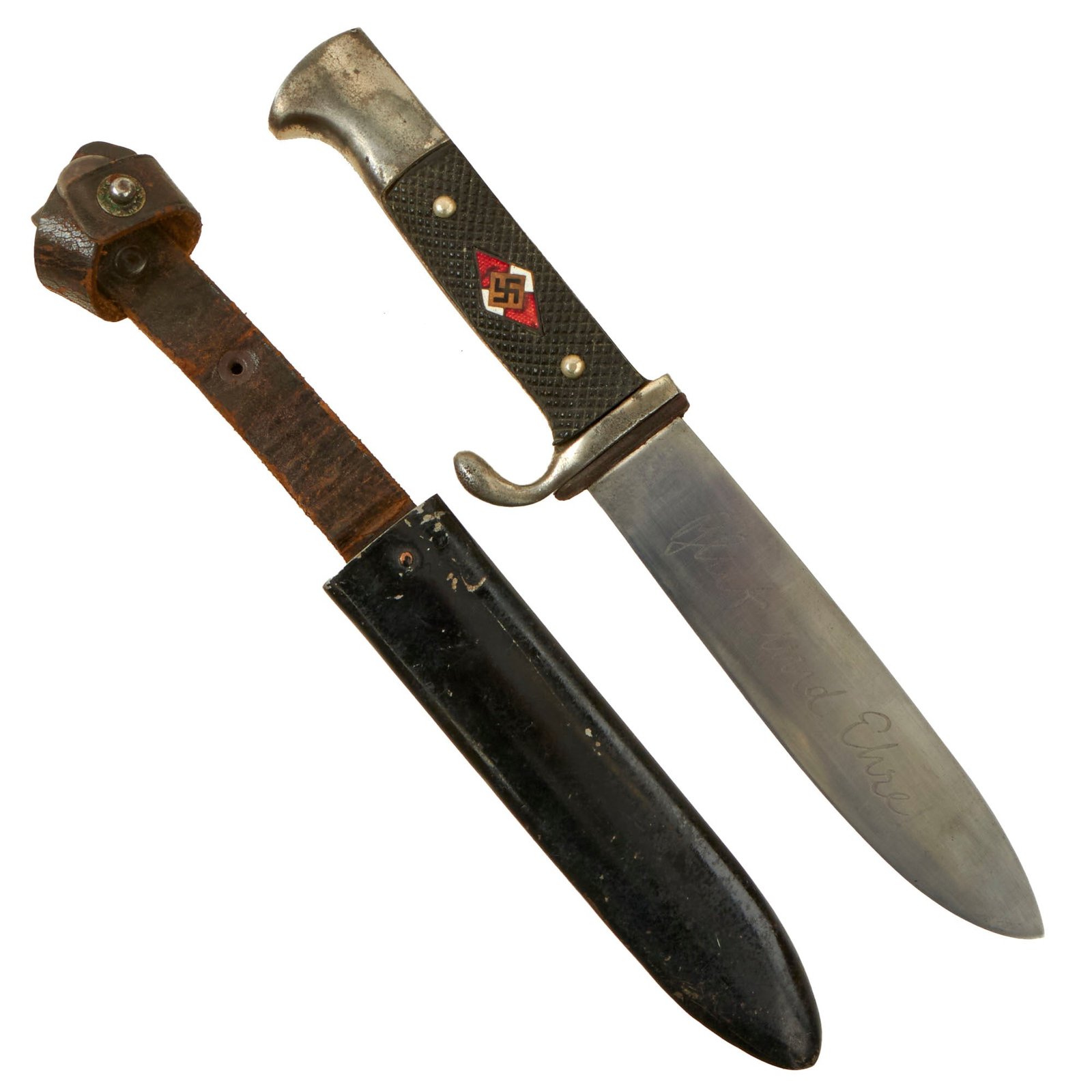 Buy Original German WWII Early Motto-Marked HJ Knife by Rare Maker Anton Wingen Jr. with Scabbard | Original Firearms Antique For Sale