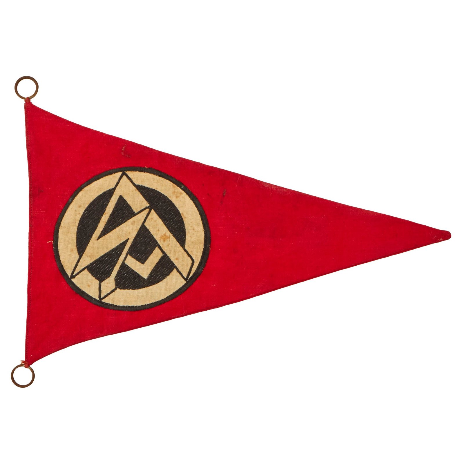 Buy Original German WWII Small SA Vehicle Staff Car Pennant Flag - 6" x 9 5/8" - Sturmabteilung | Original Firearms Antique For Sale