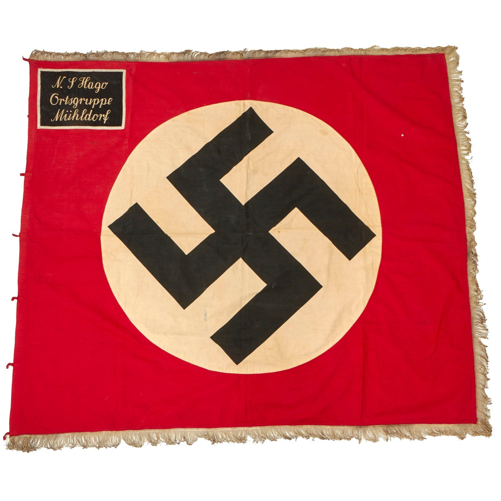 Buy Original German WWII NS-HAGO National Handcrafts Association Political Storm Flag from Local Group Mühldorf - 47" x 54" | Original Firearms Antique For Sale