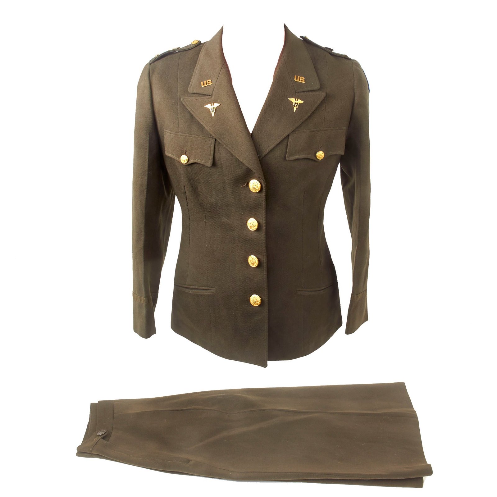 Buy Original U.S. WWII AAF Army Nurse Corps Lieutenant’s Uniform Jacket & Skirt with Army Air Forces Patch & Enamel Pins | Original Firearms Antique For Sale