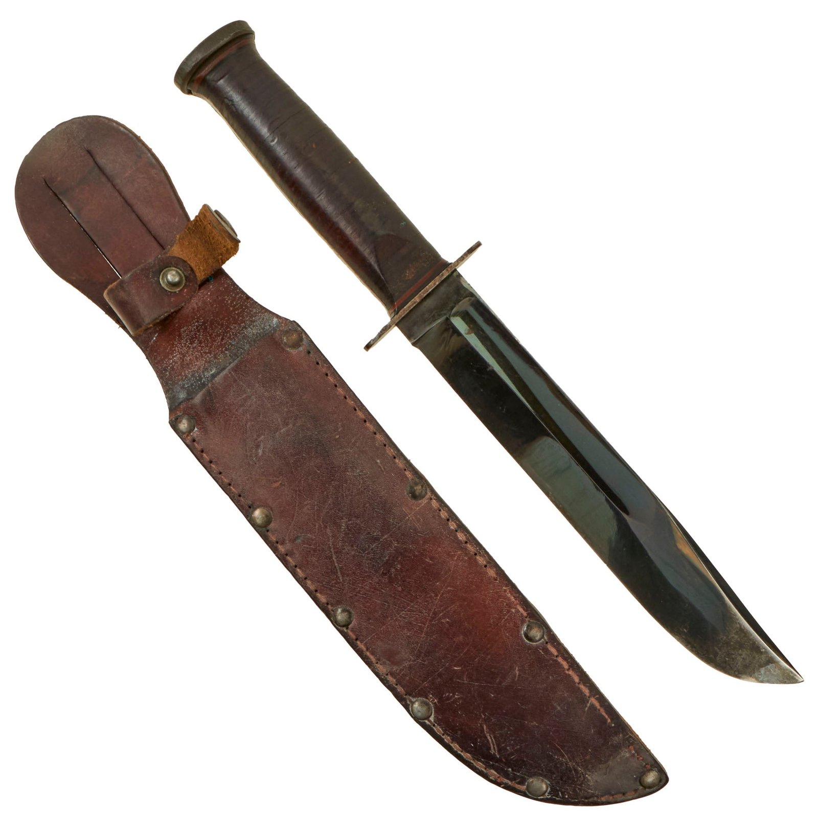 Buy Original U.S. WWII Western G-46-8 "KA-BAR" Style Fighting Knife with Correct Leather Scabbard | Original Firearms Antique For Sale