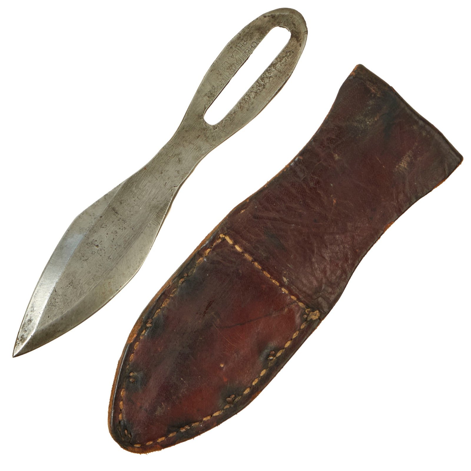 Buy Original U.S. WWII Era Knife Crafters Throwing Knife in Original Sheath | Original Firearms Antique For Sale