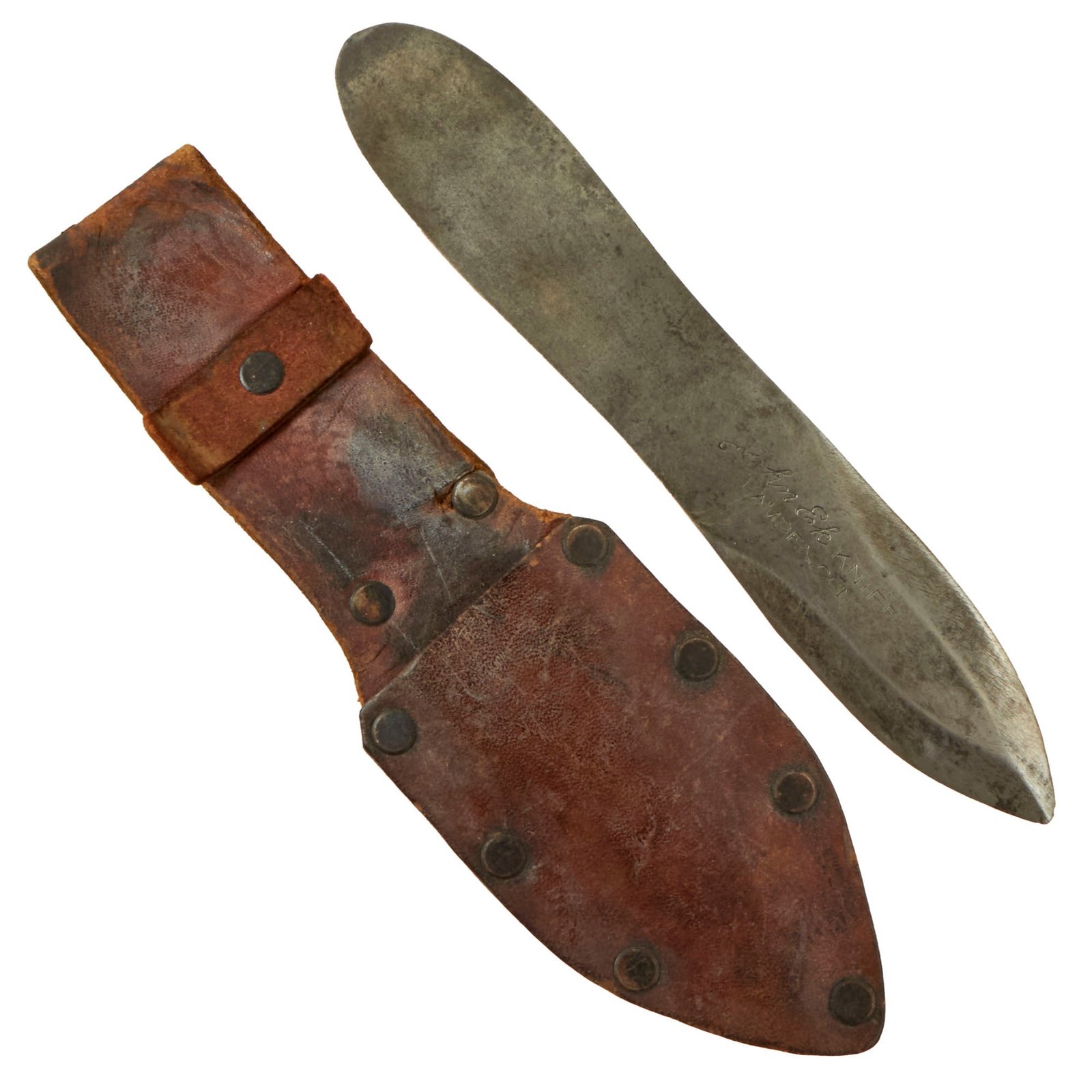Buy Original U.S. WWII Era EK Style 13 Type I Throwing Knife in Original Leather Sheath by John Ek of Hamden Connecticut | Original Firearms Antique For Sale