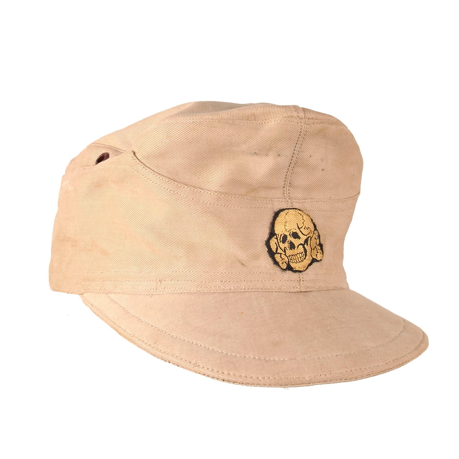 Buy Original German WWII Waffen SS Afrika Korps DAK M43 Tropical Field Cap with Totenkopf Skull Badge | Original Firearms Antique For Sale