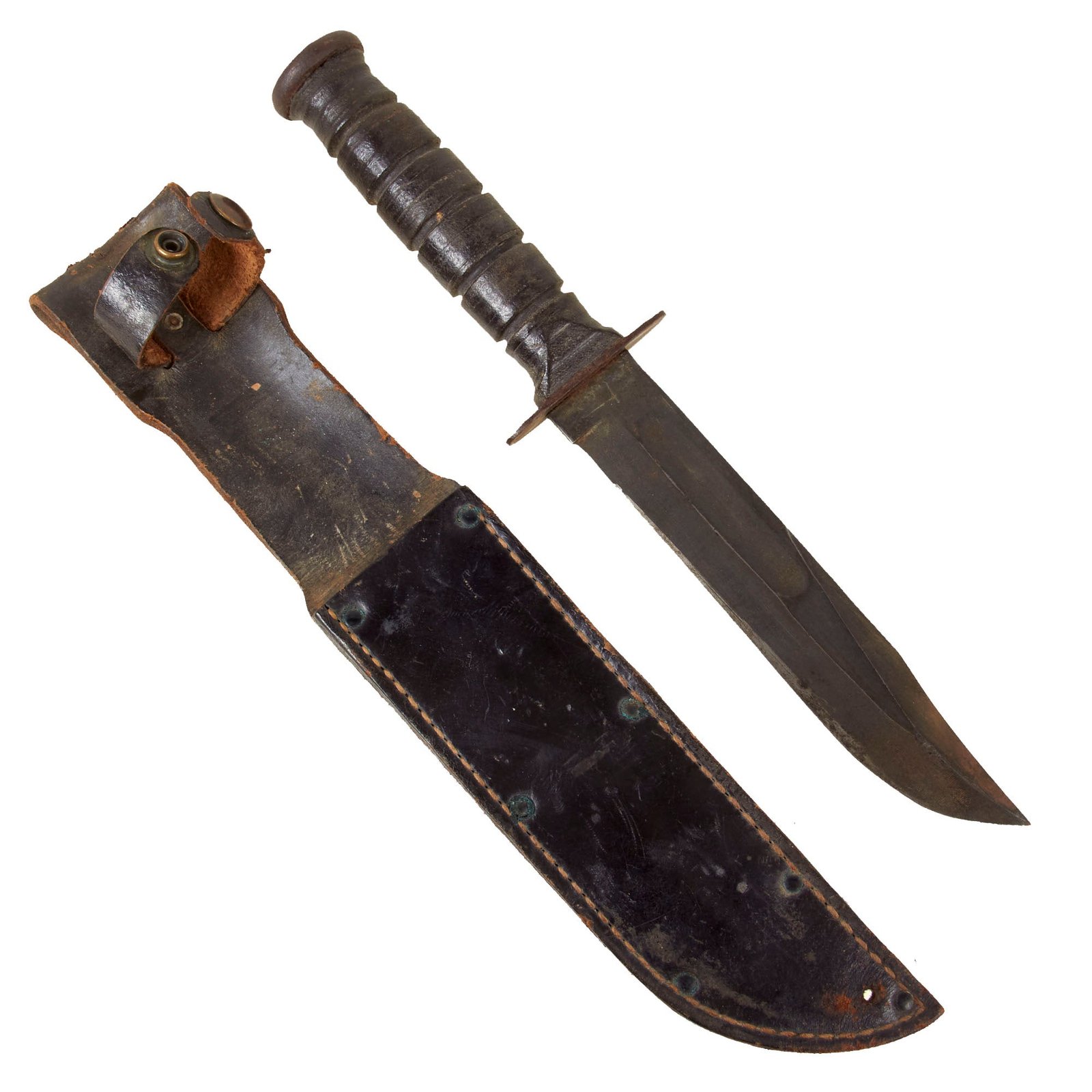Original U.S. Vietnam War Era U.S.M.C. Mark 2 KA-BAR Fighting Knife by CAMILLUS in Oxblood Leather Sheath