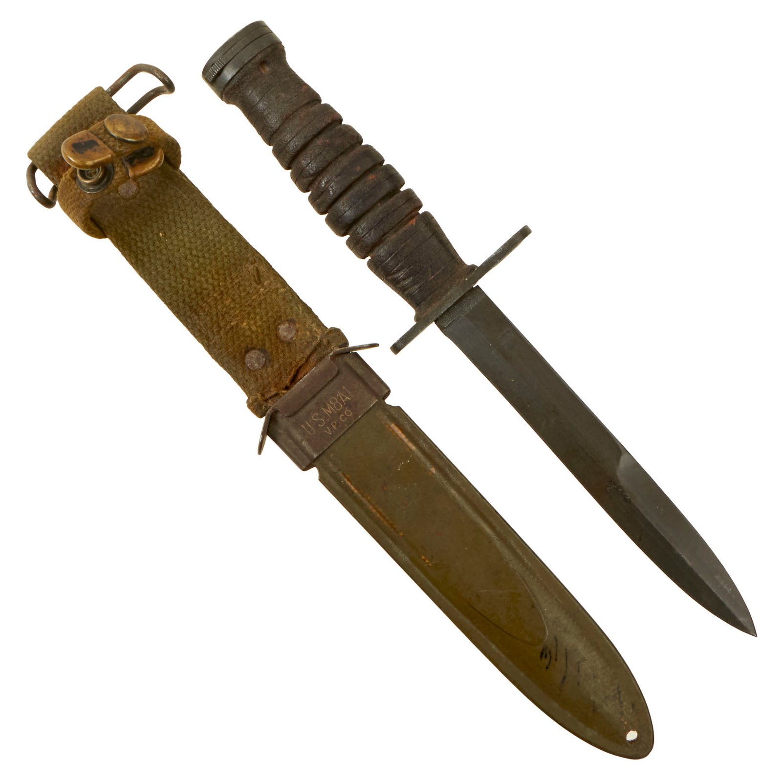 Buy Original U.S. WWII M4 Bayonet for the M1 Carbine by CASE with M8A1 Scabbard by Victory Plastics | Original Firearms Antique For Sale