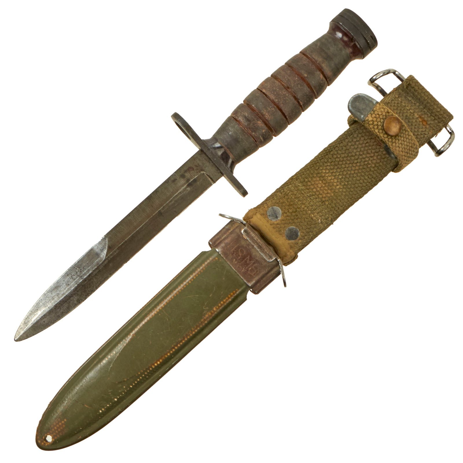 Buy Original U.S. WWII M4 Bayonet for the M1 Carbine by IMPERIAL with M8 Scabbard by B.M. Co | Original Firearms Antique For Sale