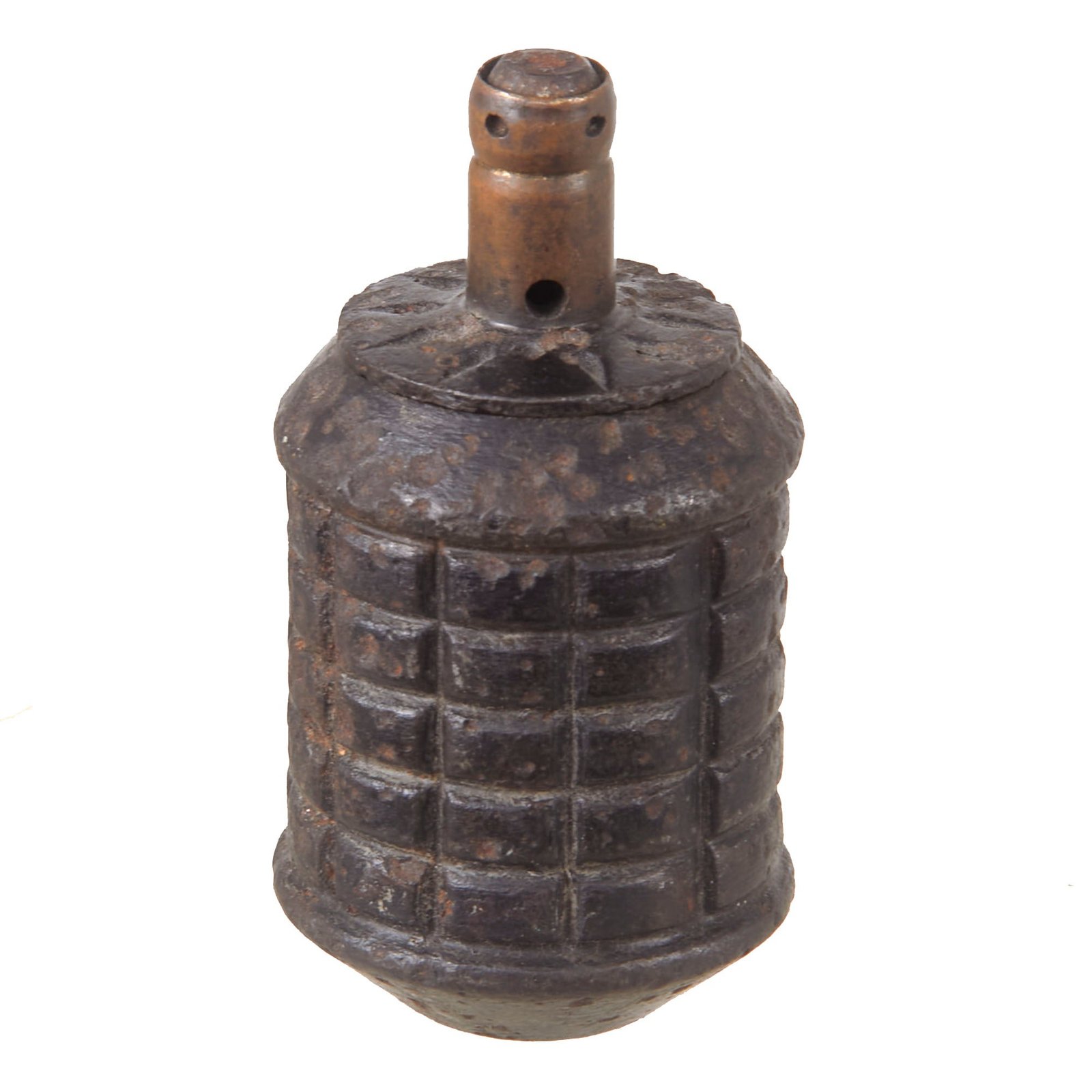 Buy Original Japanese WWII Heavily Worn Type 97 Inert Fragmentation Hand Grenade with Fuse Housing - Dated 1941 | Original Firearms Antique For Sale