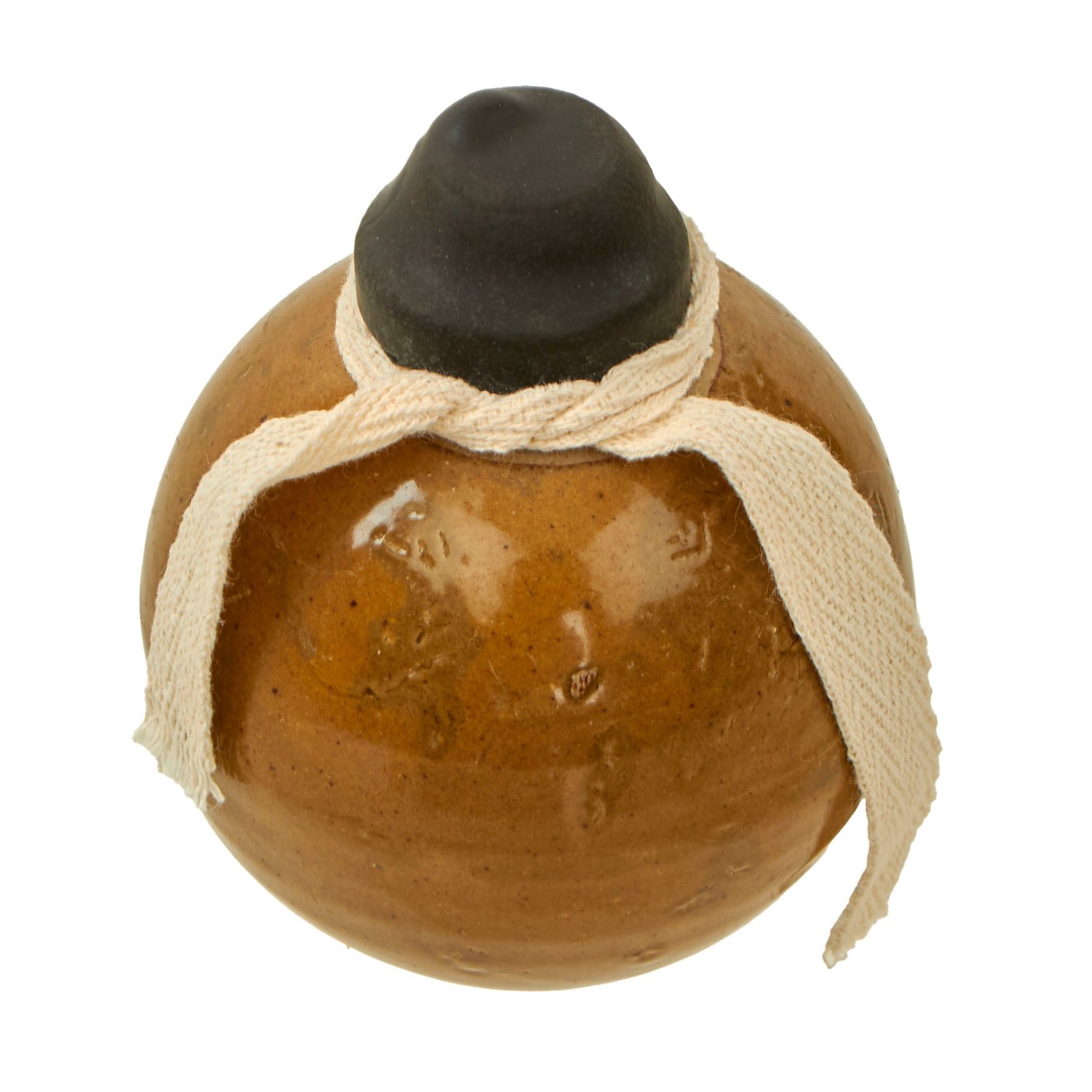 Buy Original Japanese WWII Type 4 Ceramic Inert Hand Grenade in Glaze Brown with Replacement Fuze Assembly | Original Firearms Antique For Sale