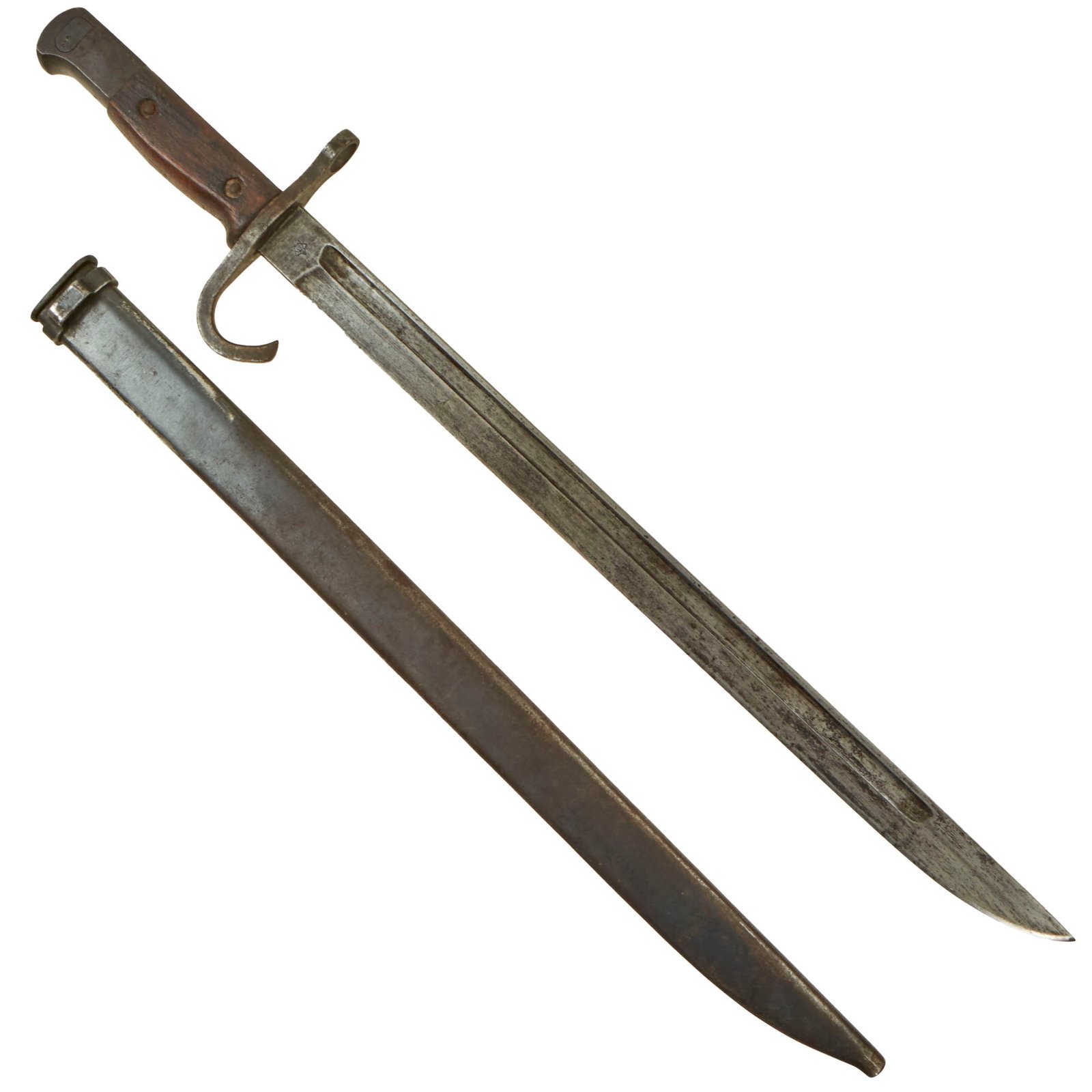Buy Original Japanese WWII Early Arisaka Type 30 Hooked Quillon Bayonet with Scabbard by Jinsen Rikugun Zoheisho Arsenal | Original Firearms Antique For Sale