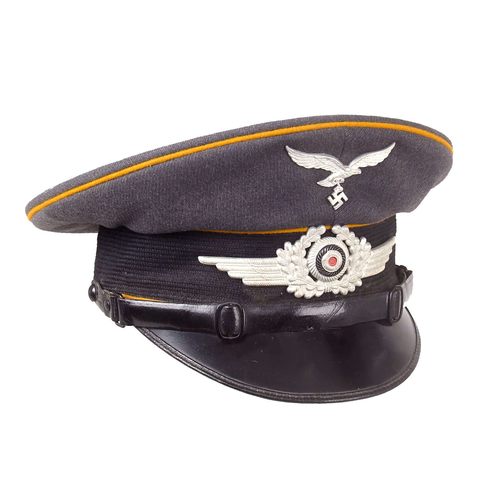 Buy Original German WWII Luftwaffe 1939 Dated Flight Branch EM/NCO Schirmmütze Visor Cap by Lago Berlin - size 56cm | Original Firearms Antique For Sale
