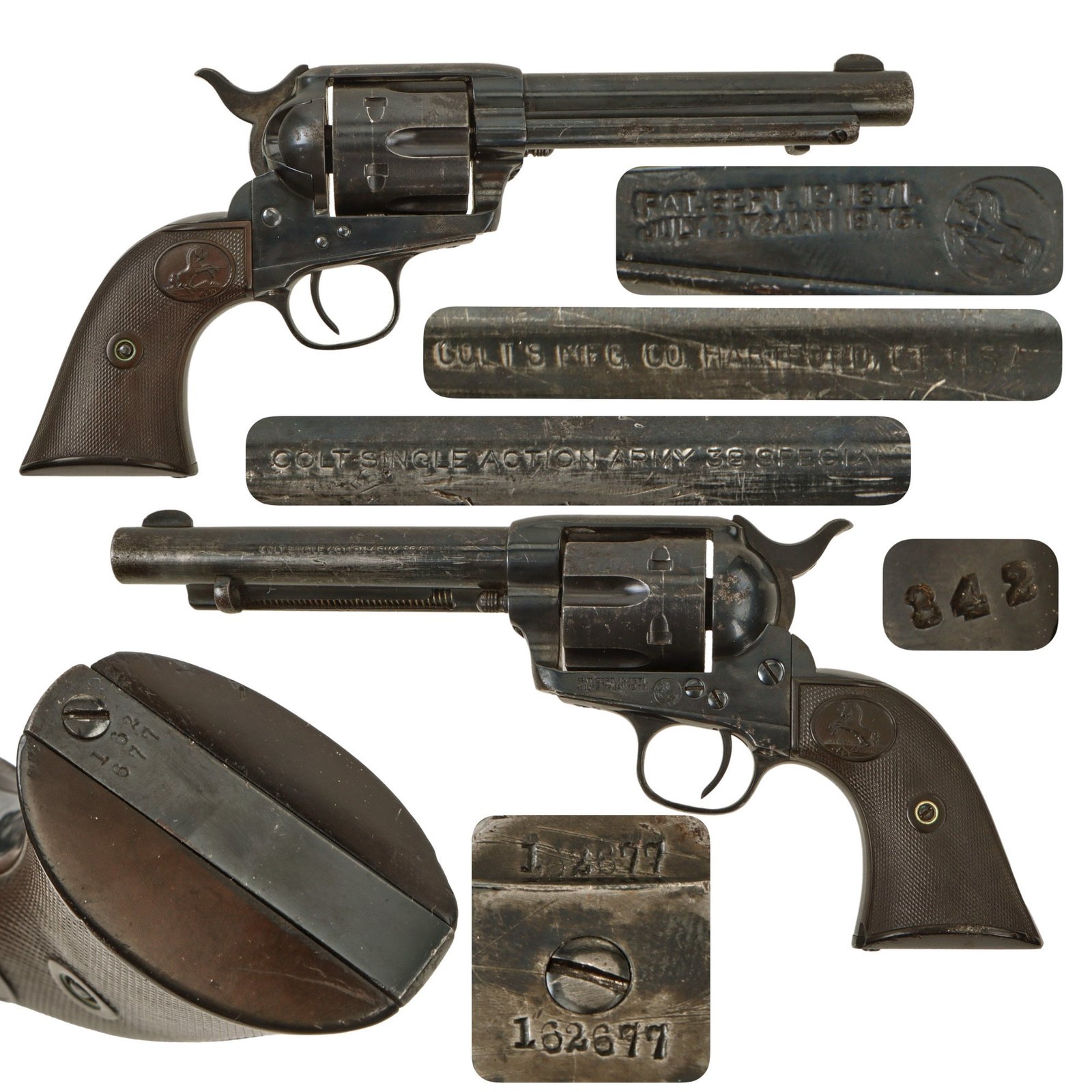 Original U.S. Colt .38 Special Single Action Army SAA Revolver Made in 1895 with Replaced 5 1/2" Barrel and Cylinder - Serial 162677
