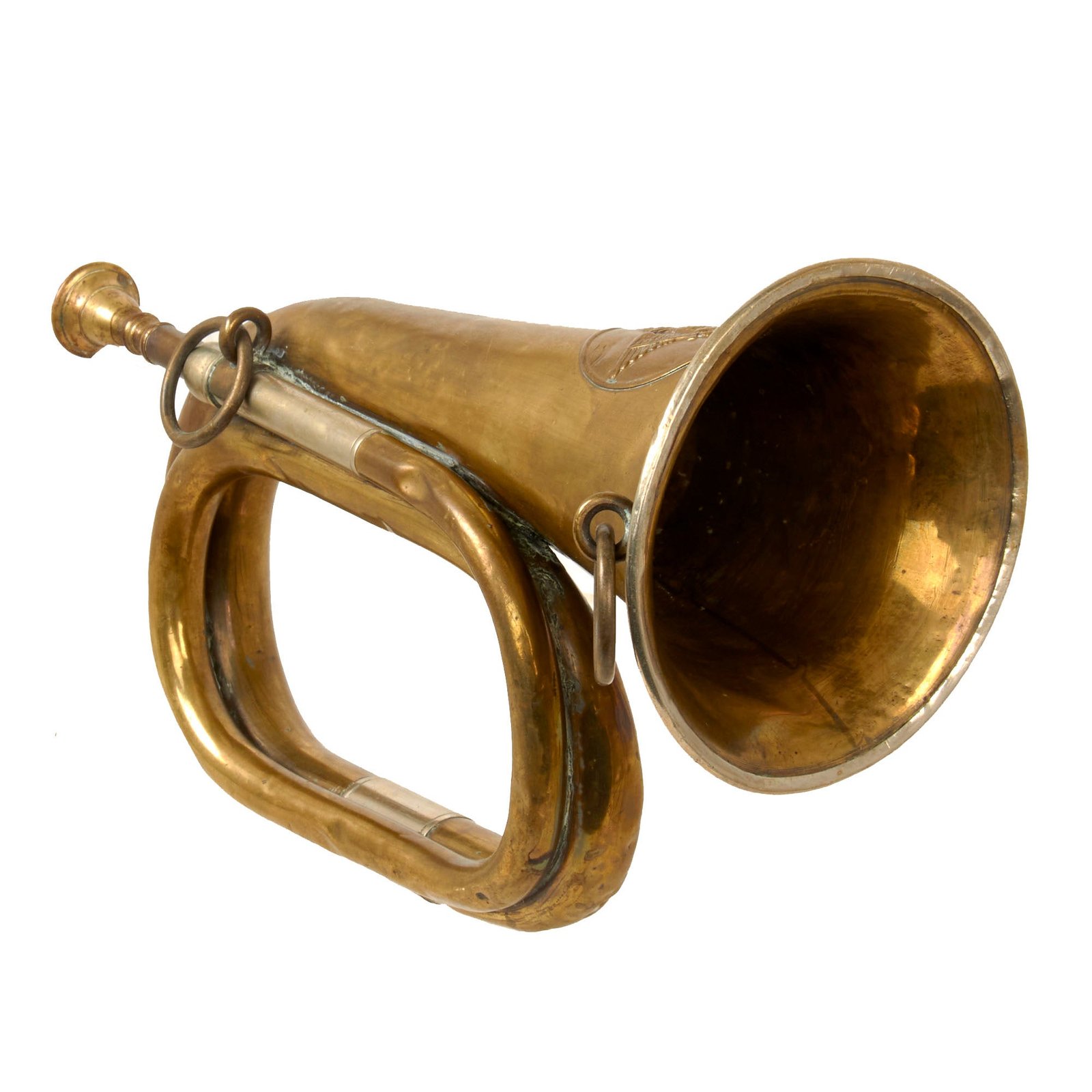 Original Imperial German WWI Military Bugle Bearing Prussian Crest by J. Altrichter of Frankfurt - Dated 1914