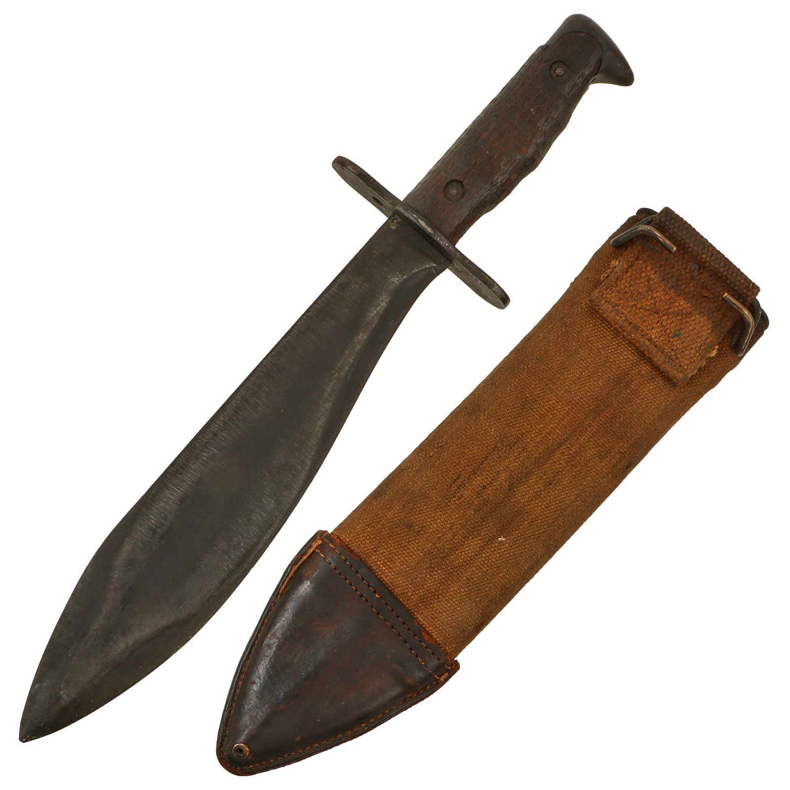 Original U.S. WWI Model 1917 Bolo Knife by Plumb Philadelphia Dated 1918 with Canvas Scabbard