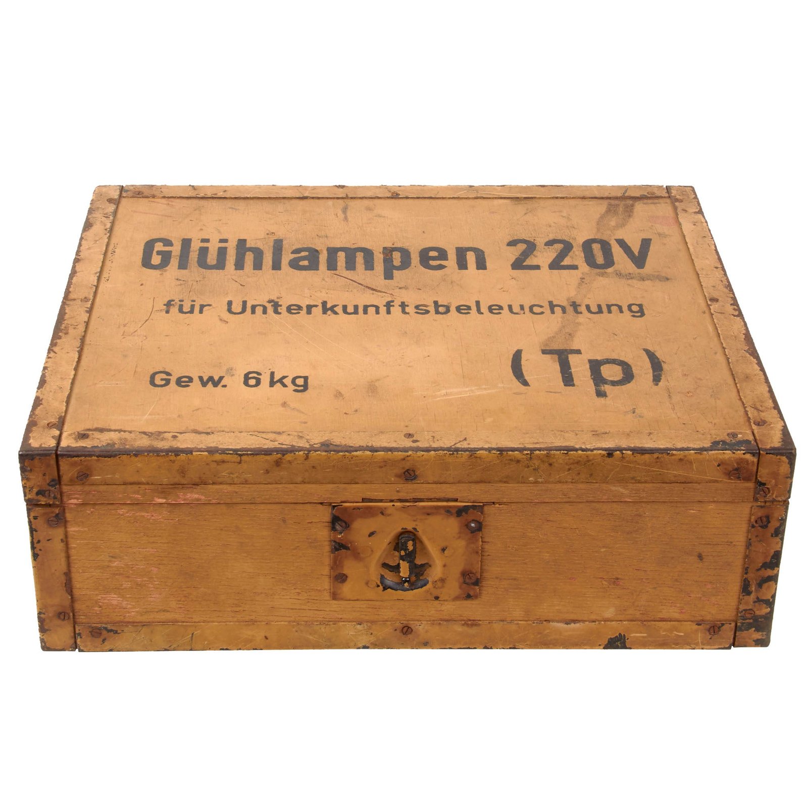 Original German WWII Incandescent Light Bulb Crate in Afrikakorps Tan - For Accommodation Lighting