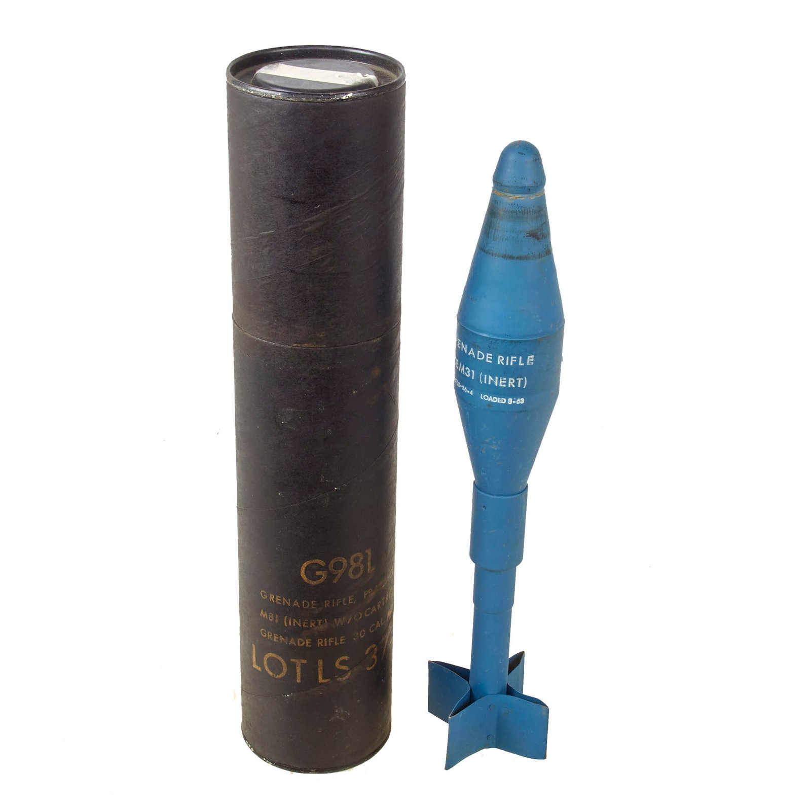 Original U.S. Vietnam War INERT Practice M31 HEAT Anti-Armor Rifle Grenade Trainer Dated 1963 in Original Correct Husk - 66mm